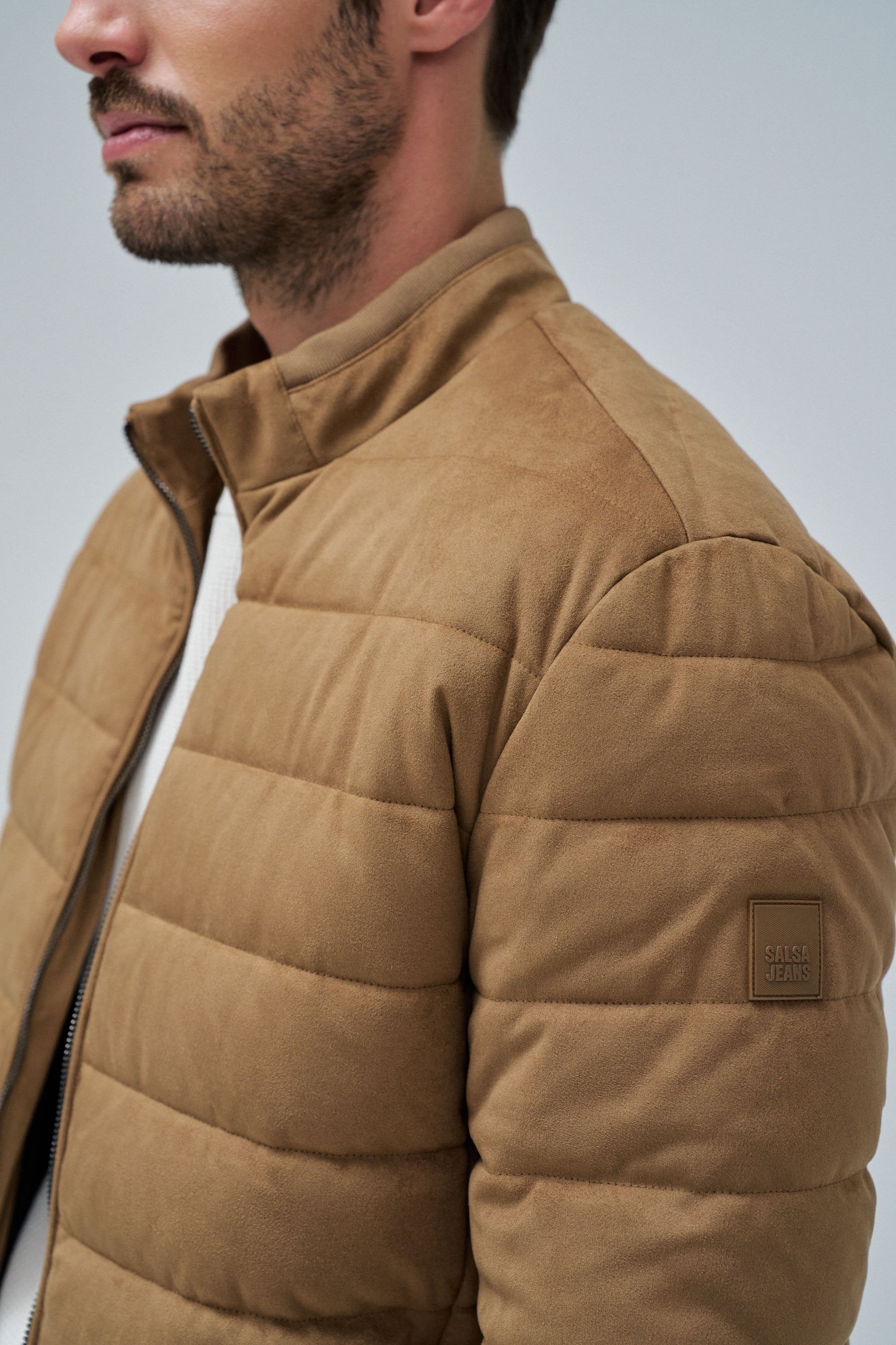 Bomber in pelle scamosciata in marrone medio Giacche Salsa Jeans
