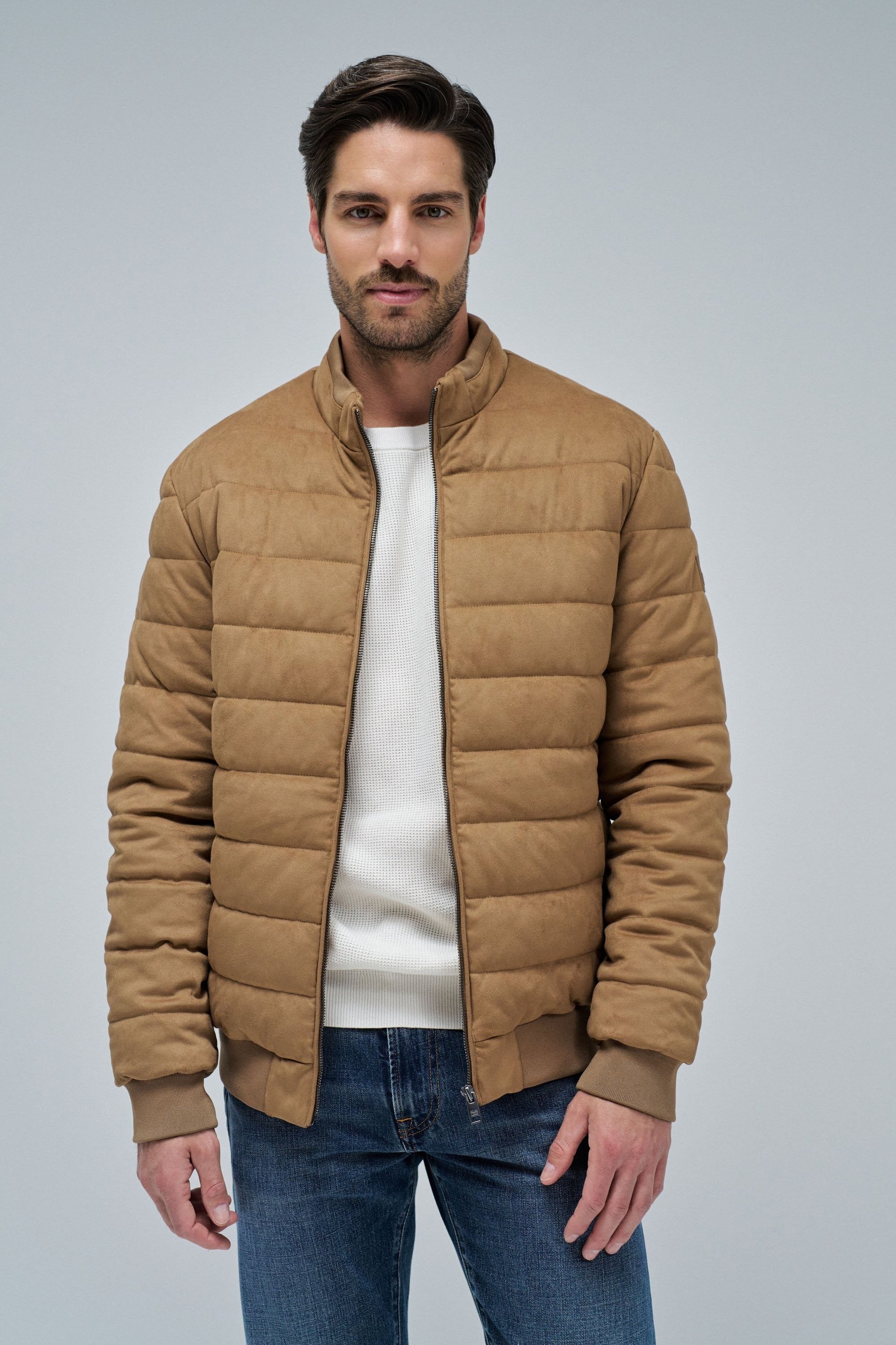 Bomber in pelle scamosciata in marrone medio Giacche Salsa Jeans