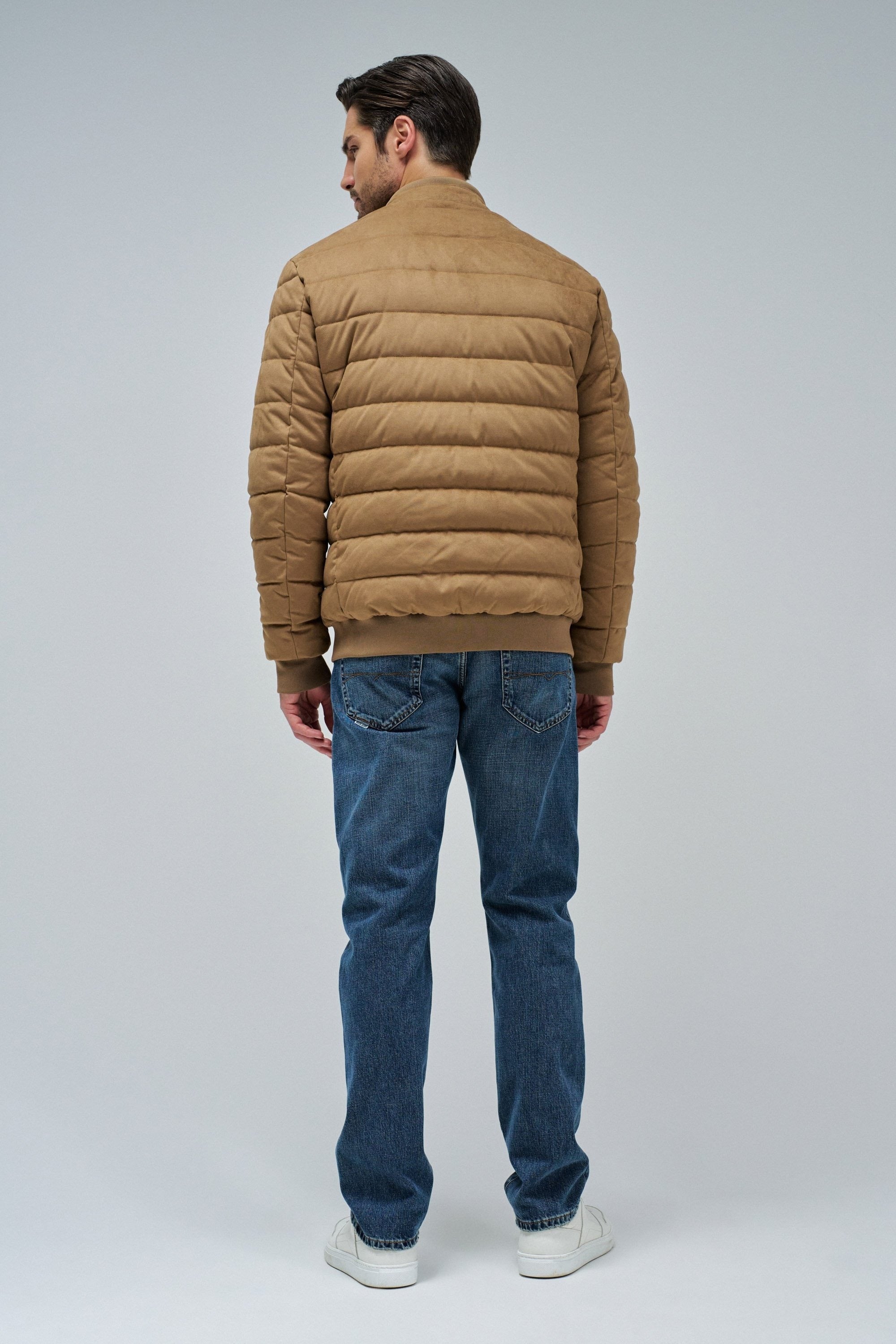 Bomber in pelle scamosciata in marrone medio Giacche Salsa Jeans