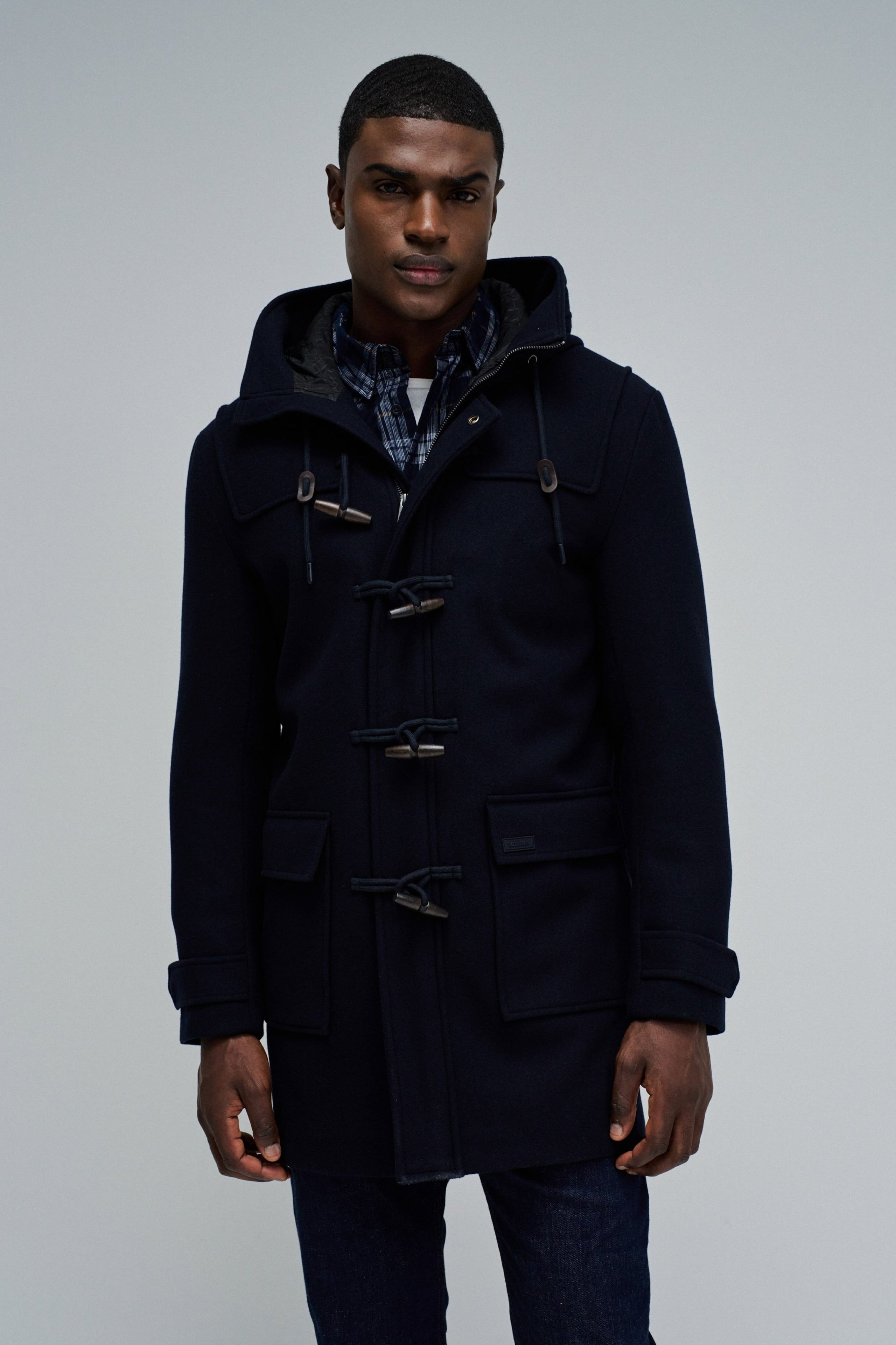 Duffle Coat in lana blu scuro Giacche Salsa Jeans