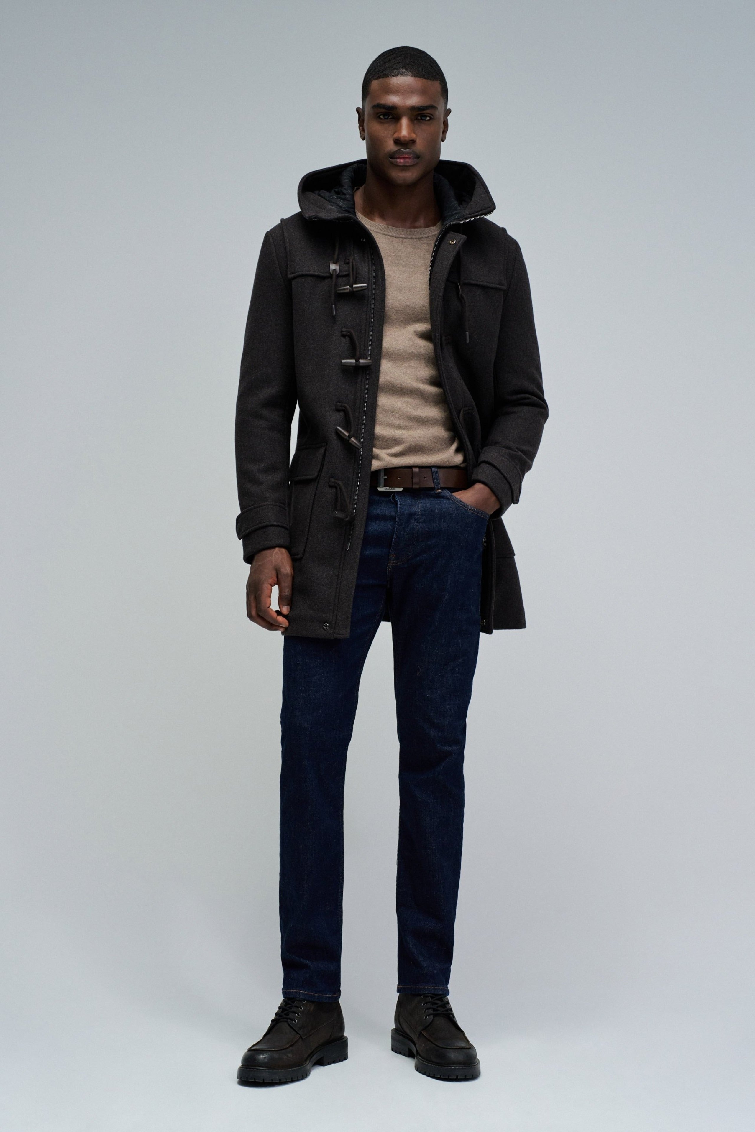 Duffle Coat in lana marrone scuro Giacche Salsa Jeans