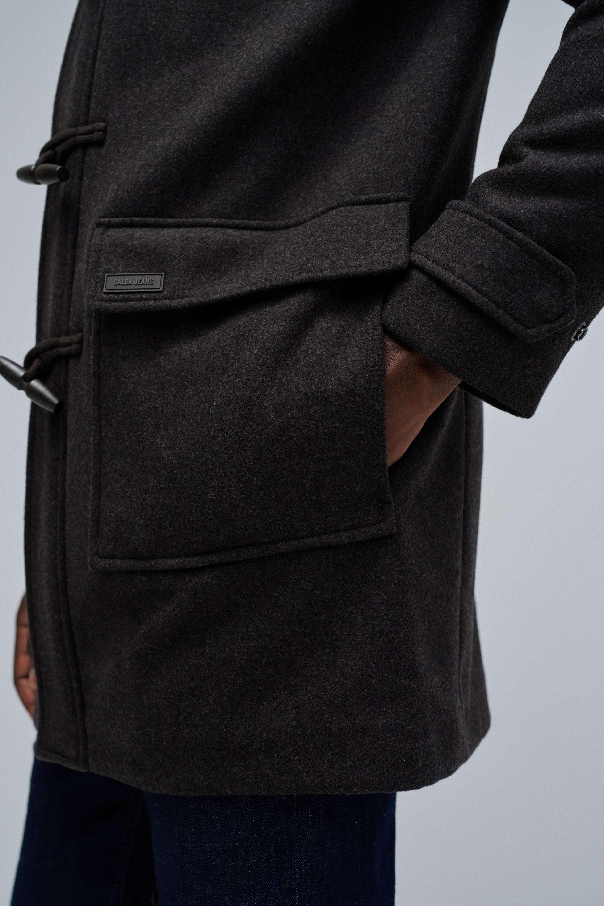 Duffle Coat in lana marrone scuro Giacche Salsa Jeans