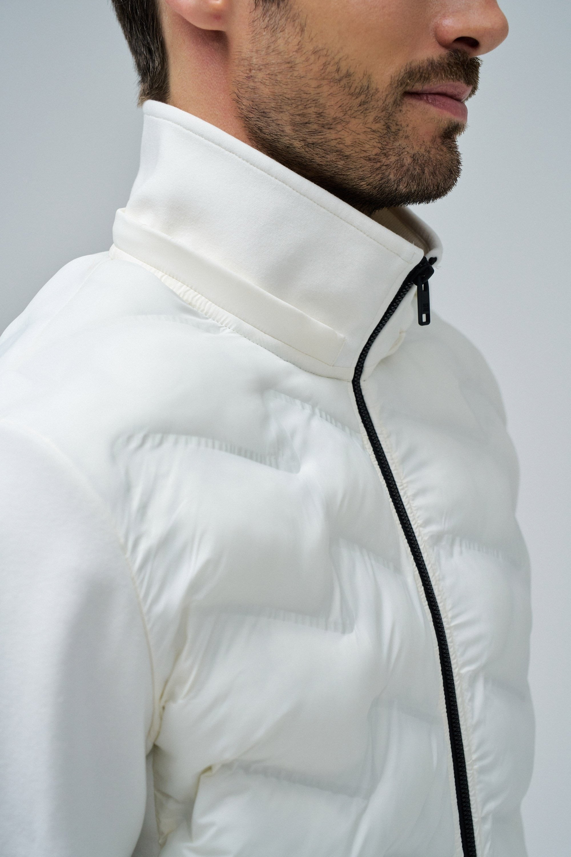 Felpa con cappuccio imbottita con zip in perla chiara V2 Giacche Salsa Jeans