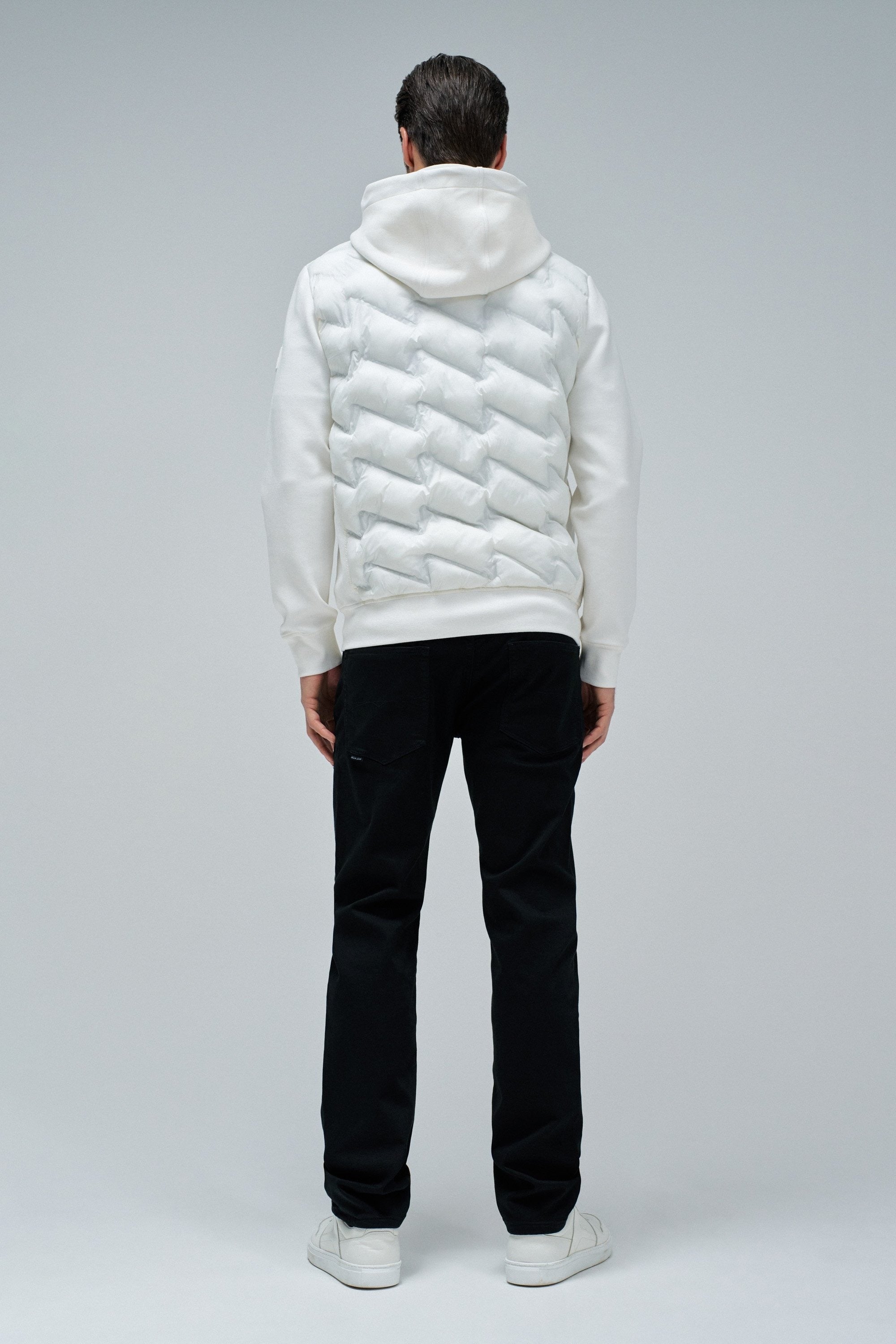 Felpa con cappuccio imbottita con zip in perla chiara V2 Giacche Salsa Jeans