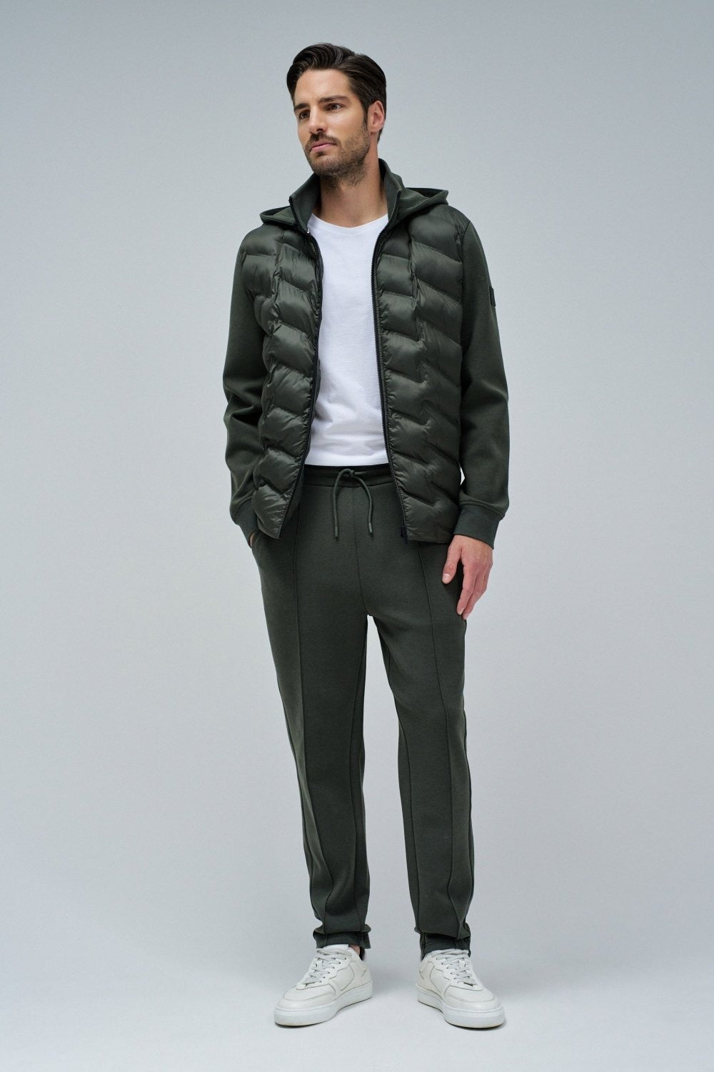 Felpa con cappuccio imbottita con zip in verde scuro Giacche Salsa Jeans
