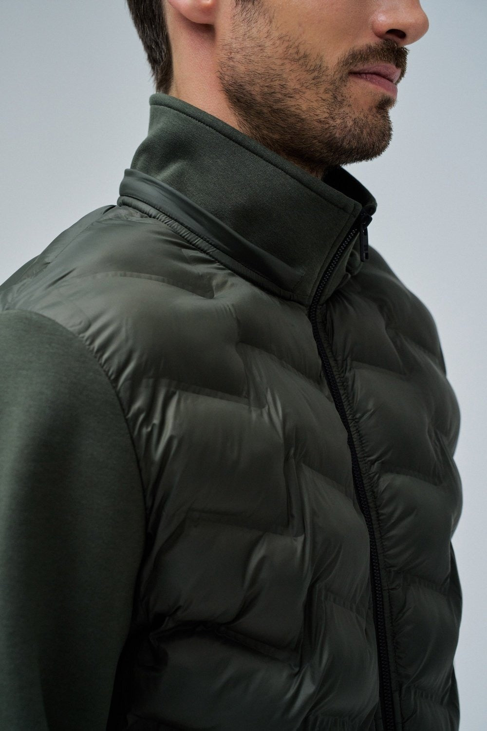 Felpa con cappuccio imbottita con zip in verde scuro Giacche Salsa Jeans