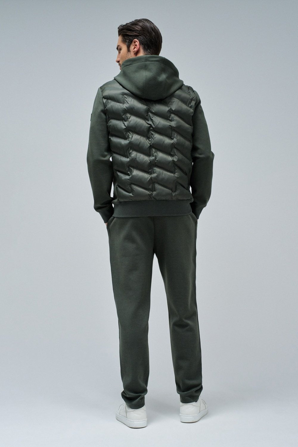 Felpa con cappuccio imbottita con zip in verde scuro Giacche Salsa Jeans