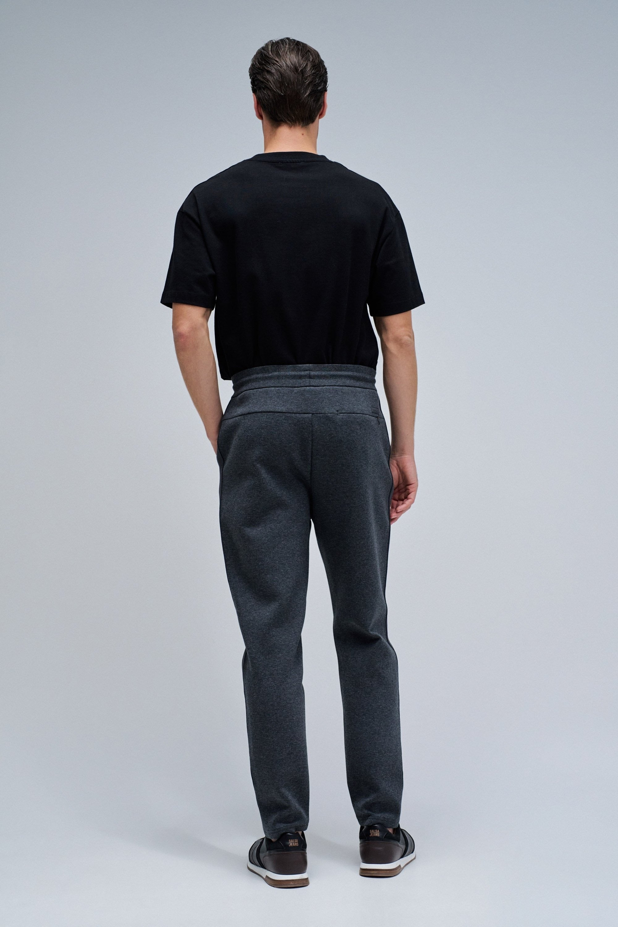 Scuba Interlock Joggers Mix Materials in grigio scuro