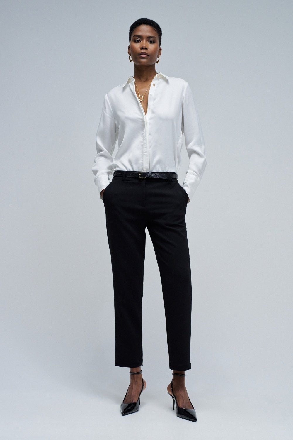 Chino basic a vita alta in nero Pantaloni Salsa Jeans
