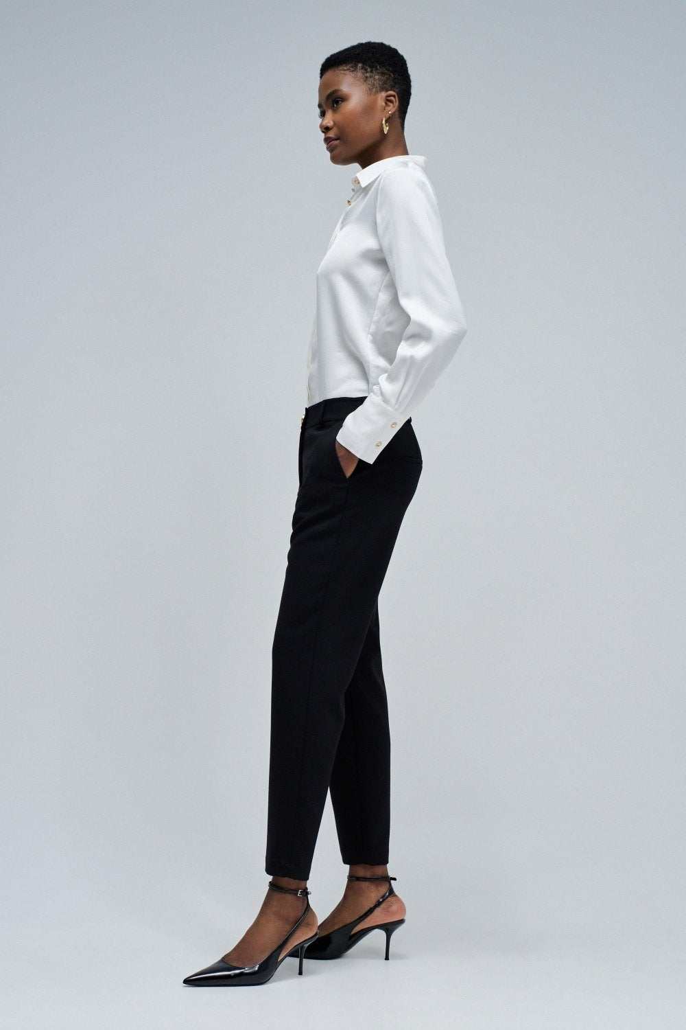 Chino basic a vita alta in nero Pantaloni Salsa Jeans