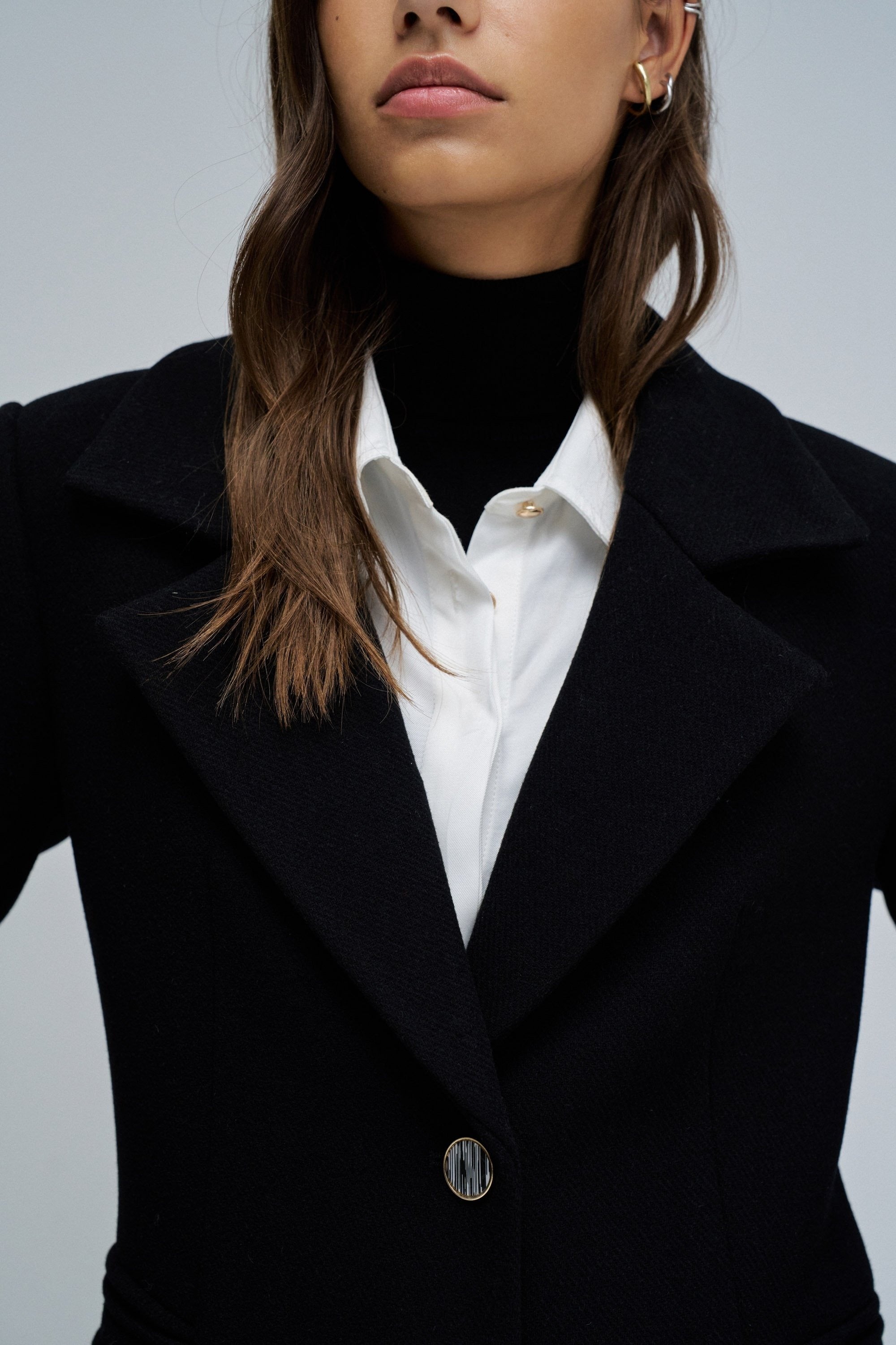 Cappotto in lana con collo in pelliccia sintetica in nero Giacche Salsa Jeans