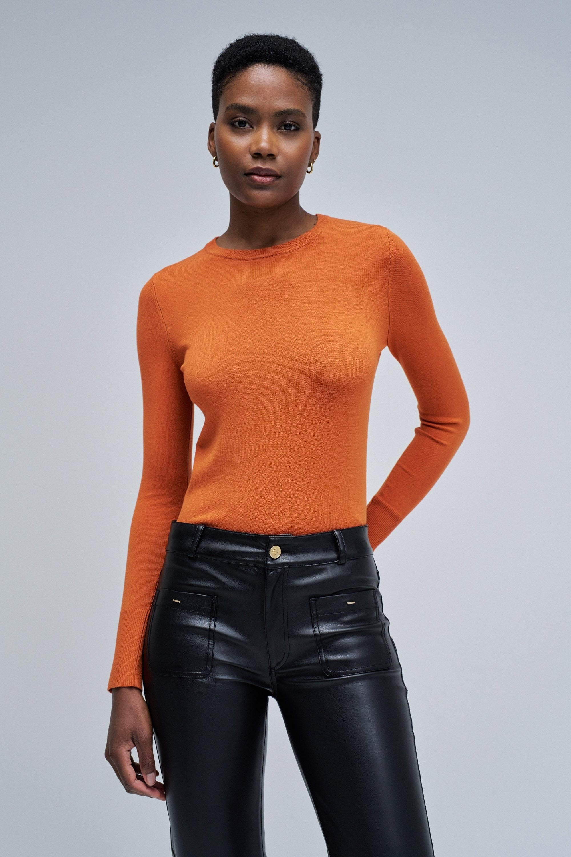 Basic a maniche lunghe in arancione medio Maglioni Salsa Jeans