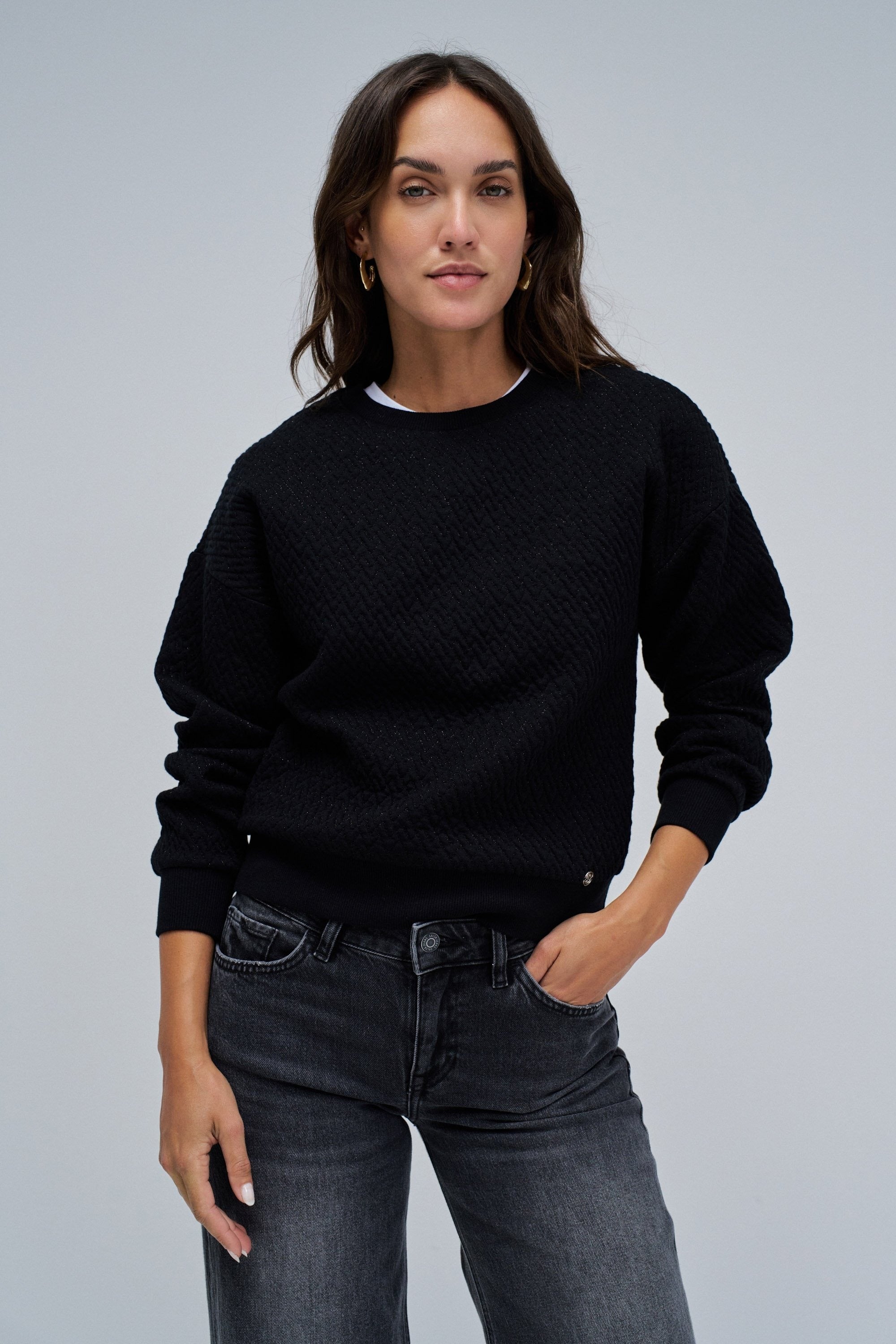 Felpa Lurex Jacquard in nero Felpe Salsa Jeans