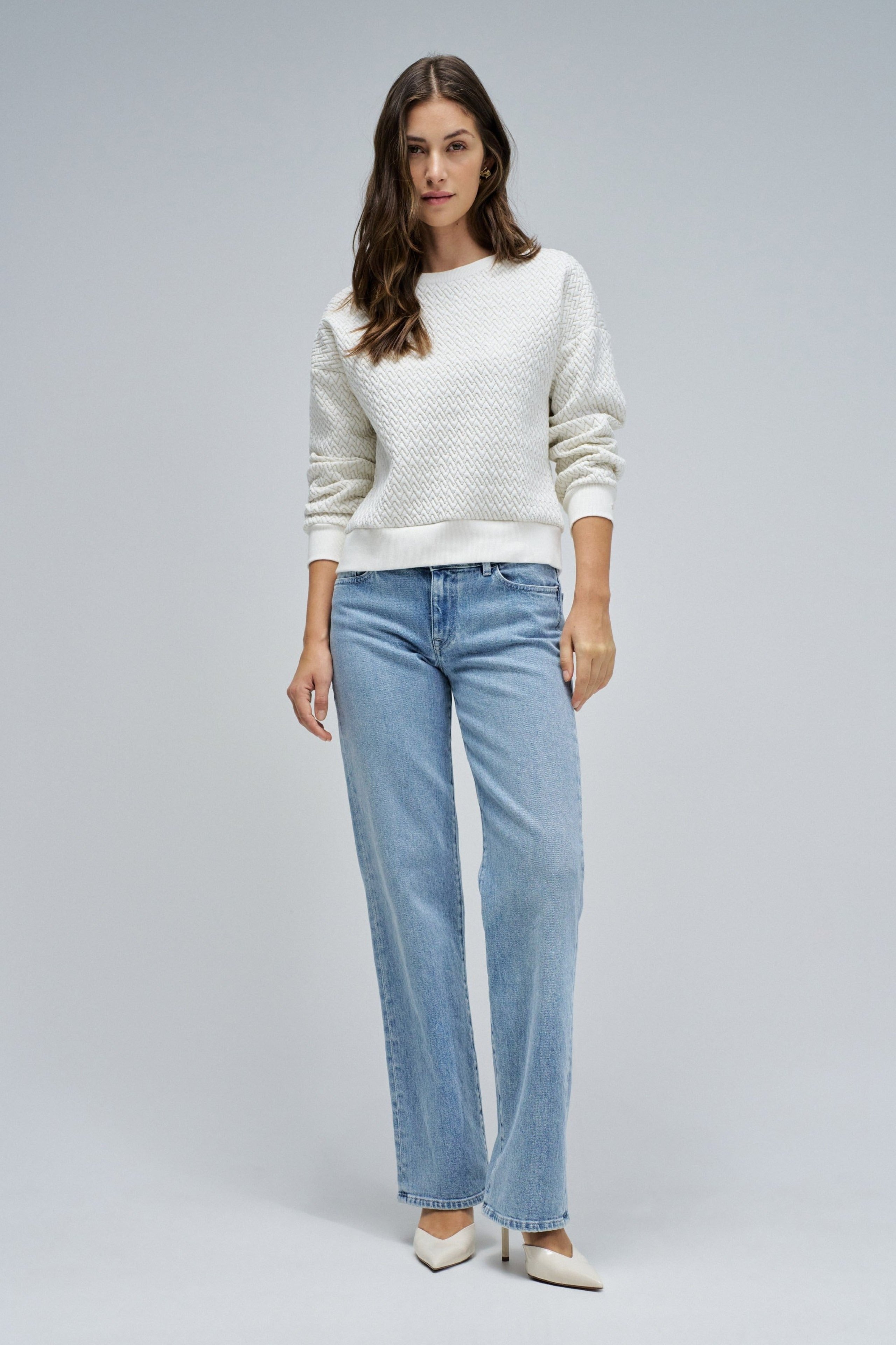 Felpa Lurex Jacquard in Perla chiara V2 Felpe Salsa Jeans