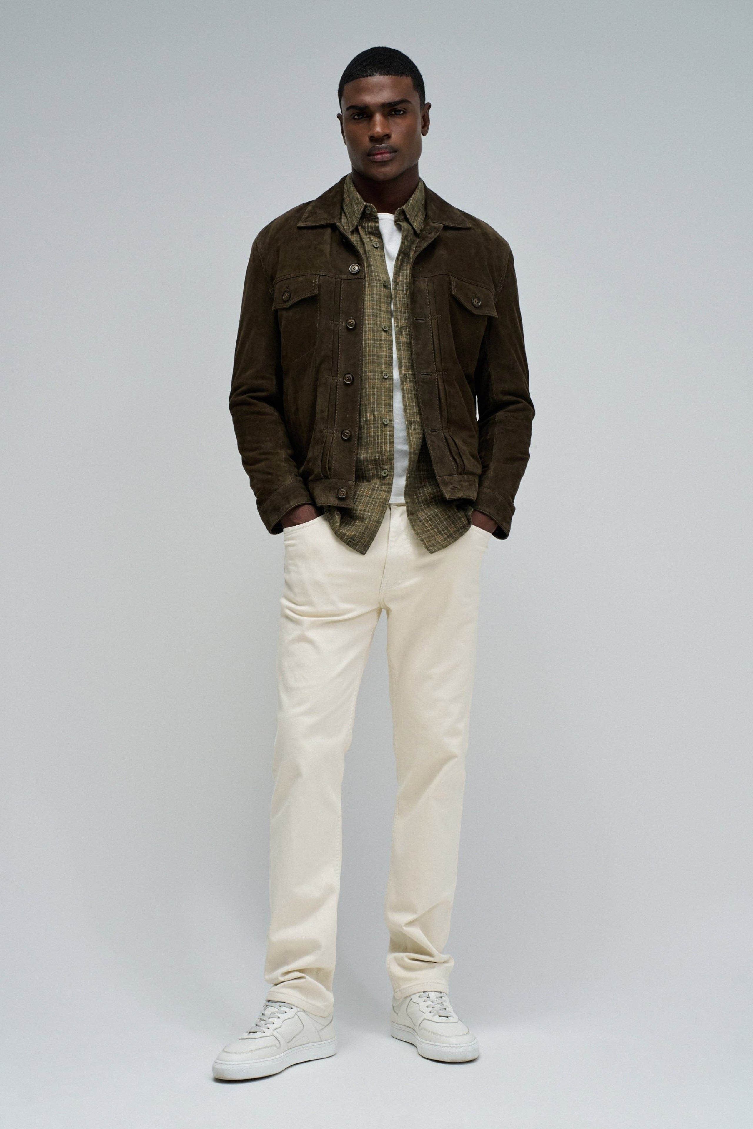 Camicia a quadri in cotone verde scuro