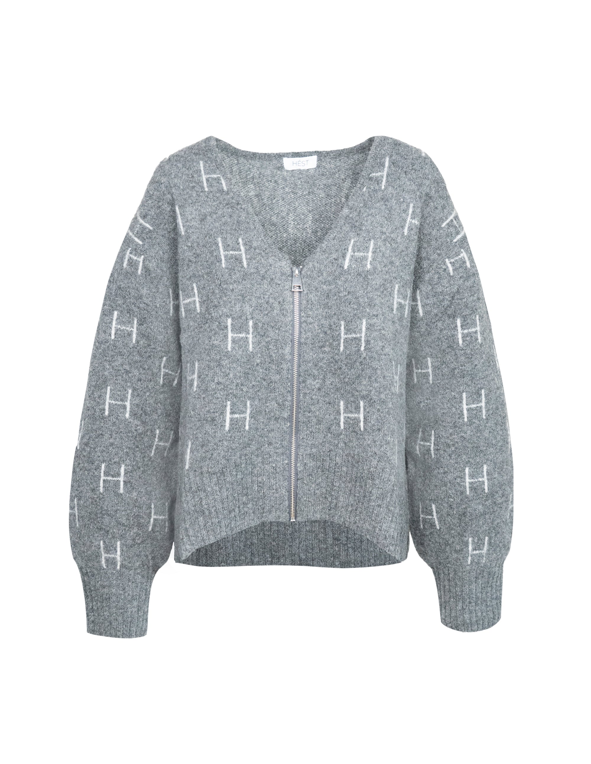 Maglioni Giacca FAM con zip in grigio scuro/grigio chiaro Hést