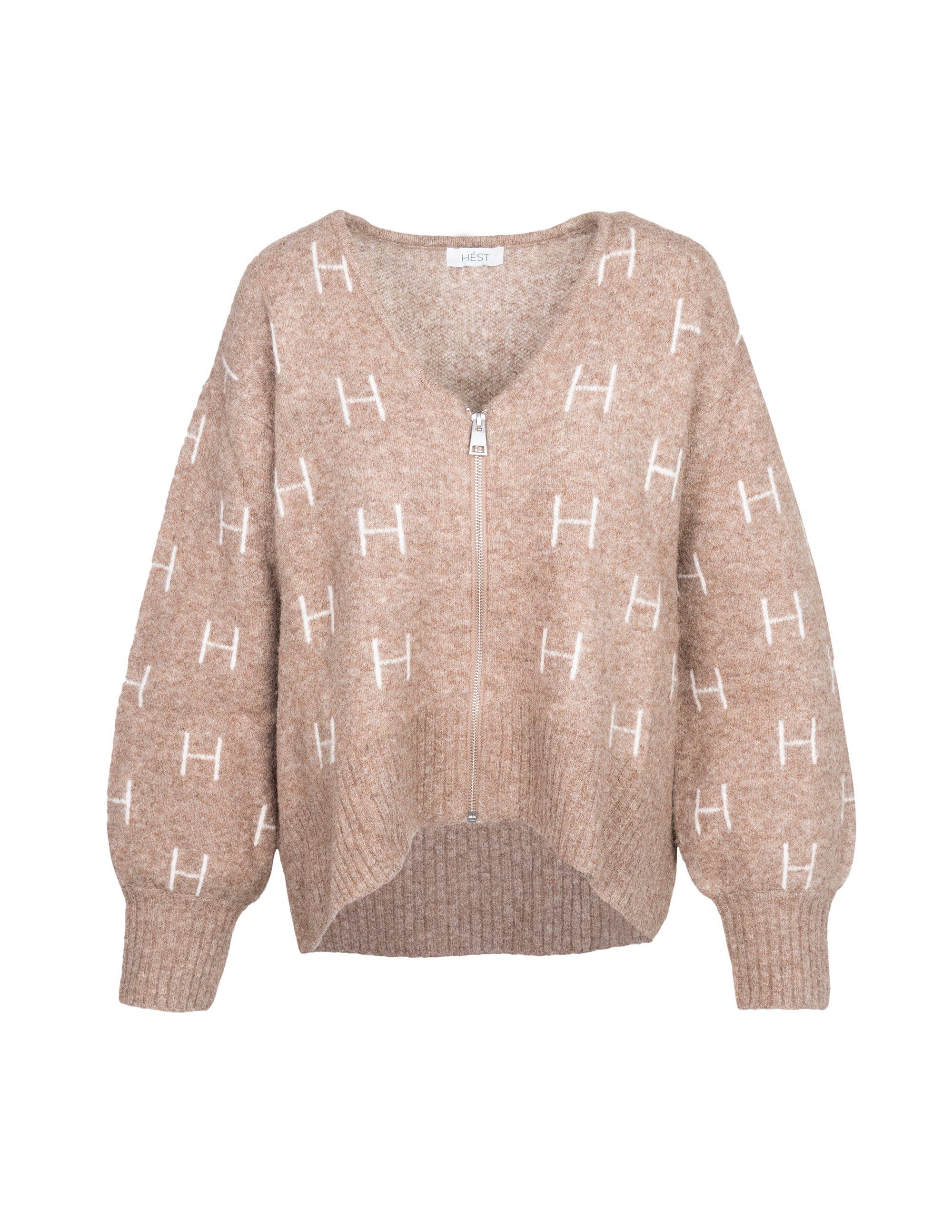 Maglioni Giacca FAM con zip in marrone melange/bianco Hést