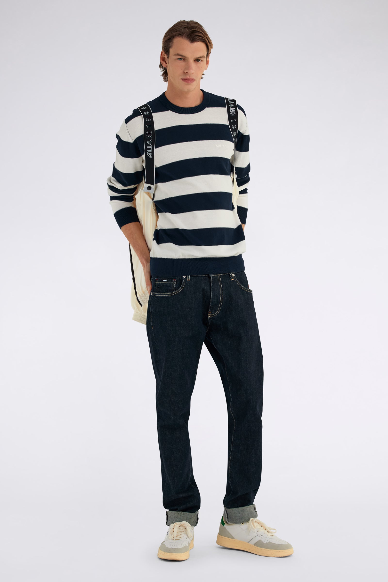 Avier Collo rotondo in blu navy / bianco neve Maglioni GAS