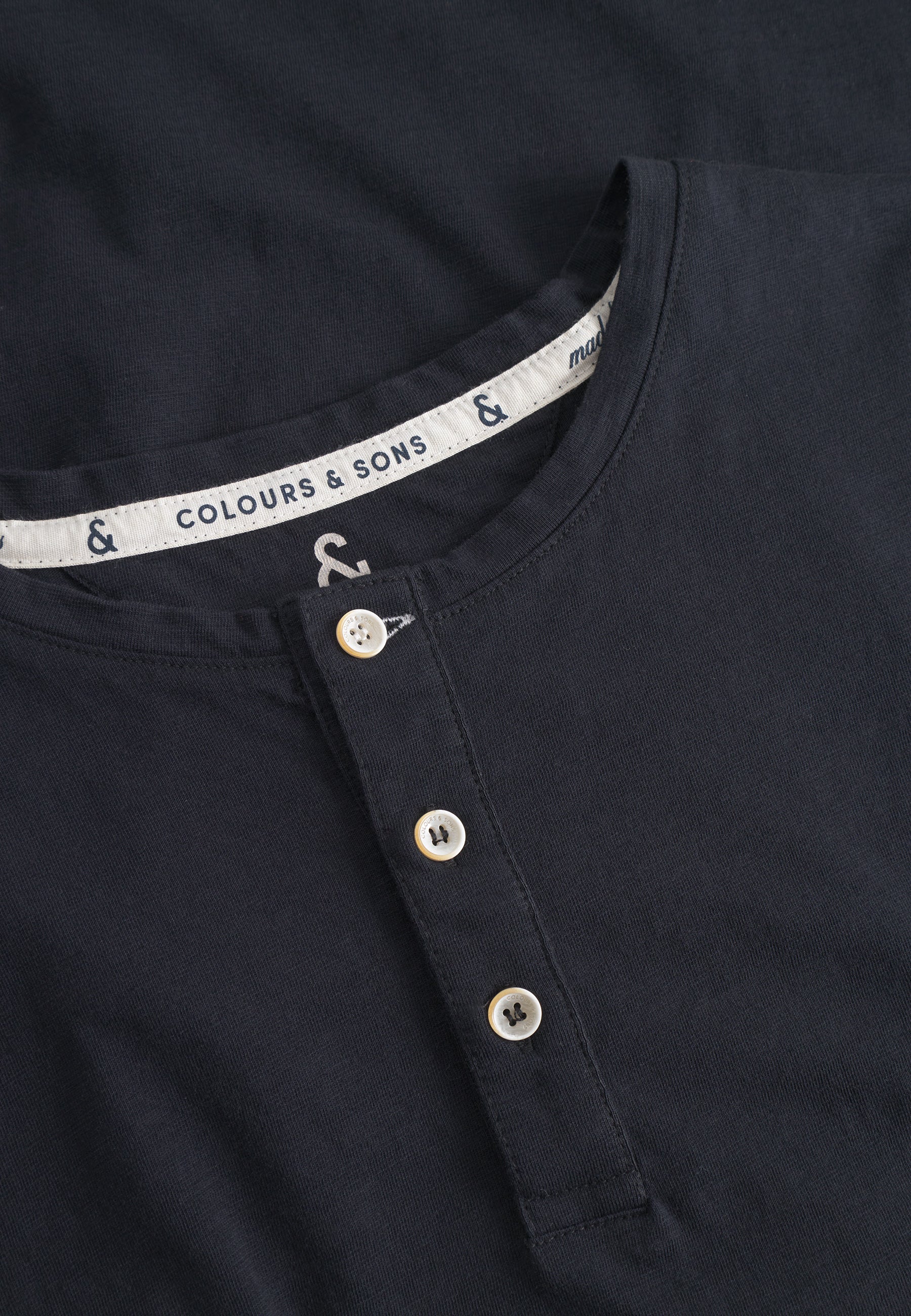 Felpa Henley Slub in antracite Colours and Sons