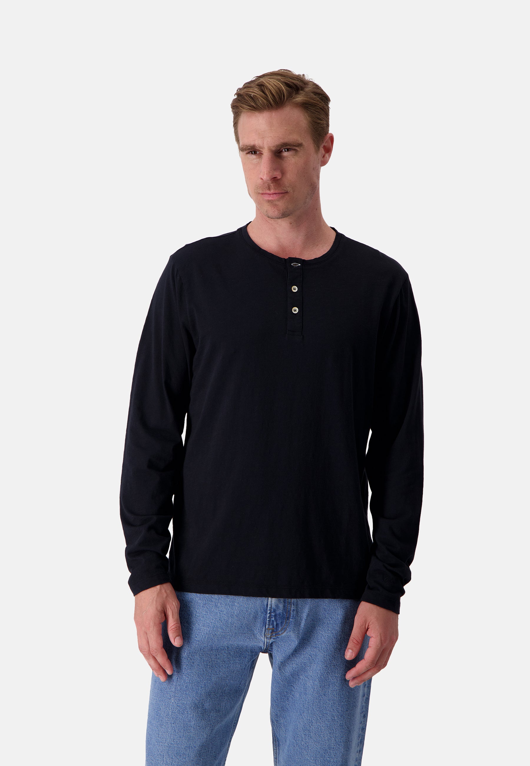 Felpa Henley Slub in antracite Colours and Sons
