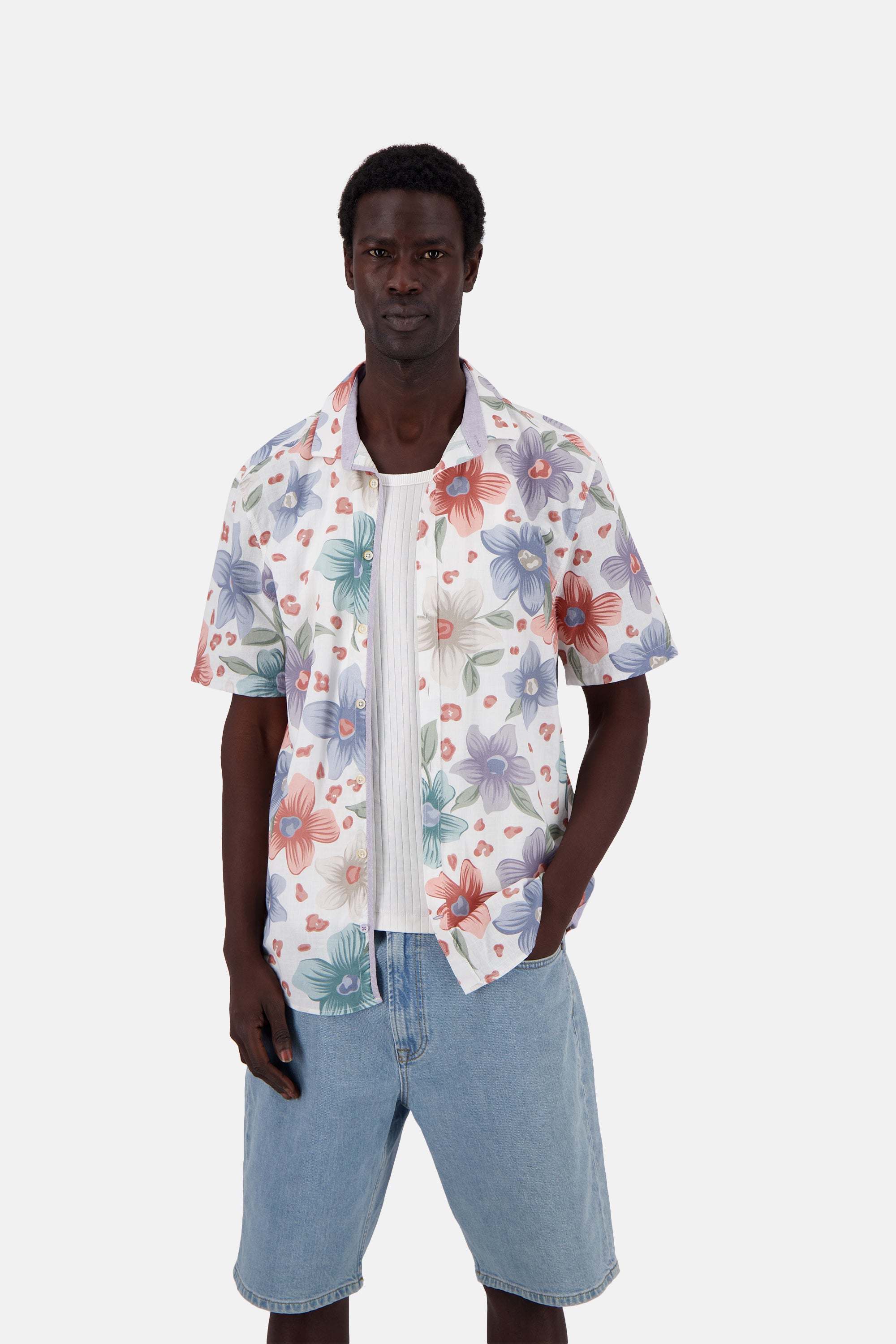 Camicia stampata a fiori bianchi Camicie Colours and Sons