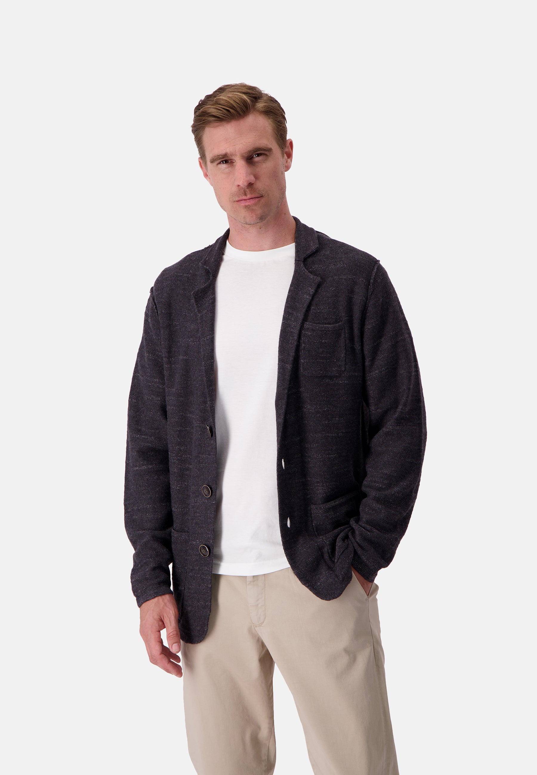 Giacche Blazer Slub in antracite Colours and Sons