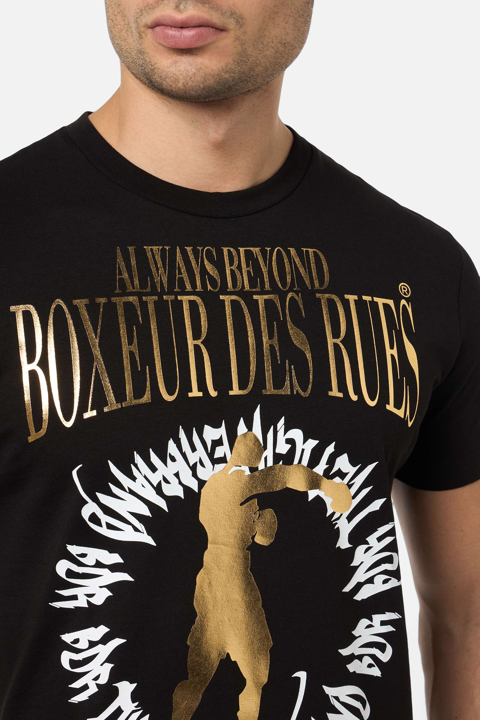 Maglietta grafica in nero-oro T-Shirts Boxeur des Rues