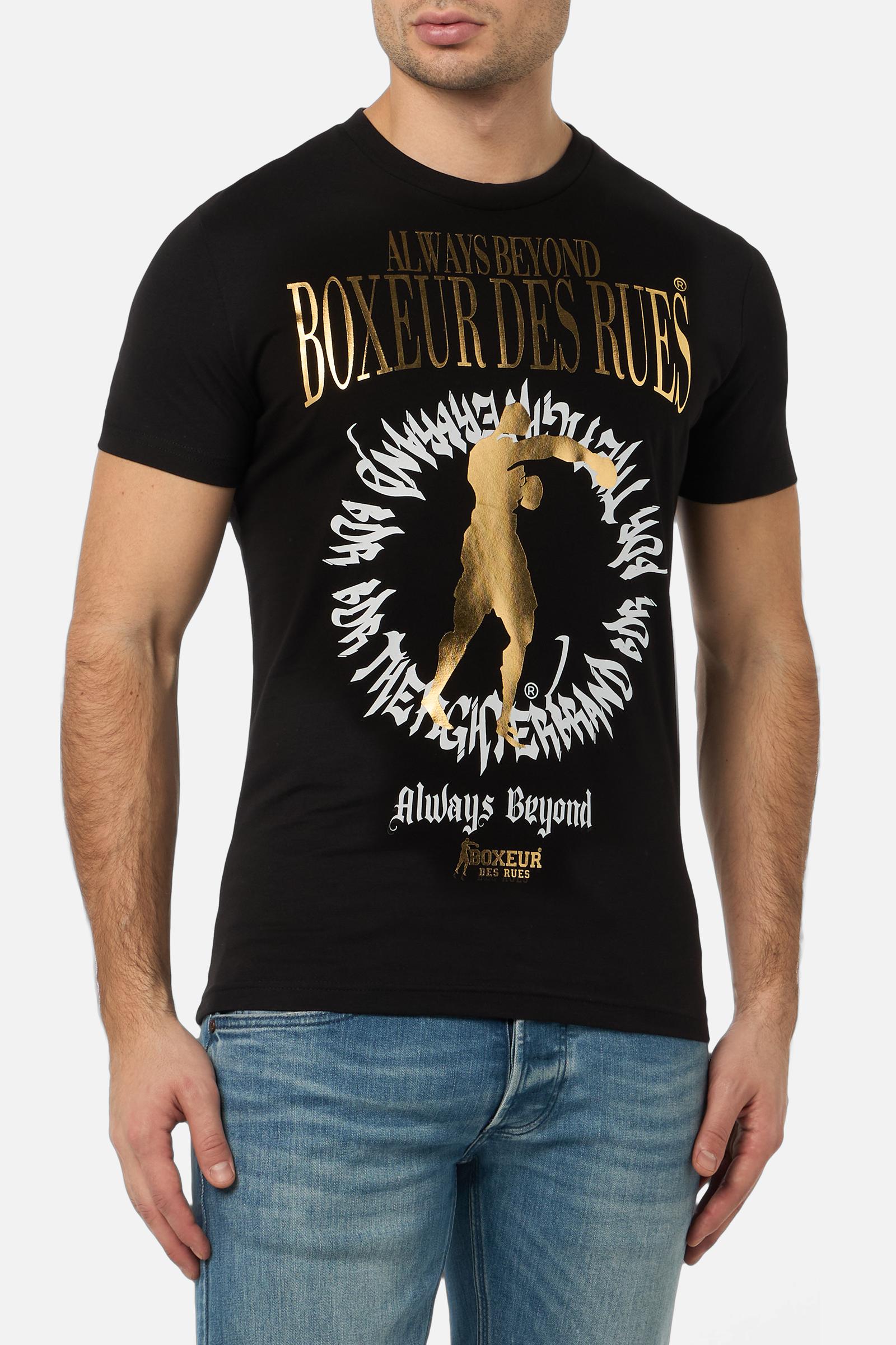 Maglietta grafica in nero-oro T-Shirts Boxeur des Rues