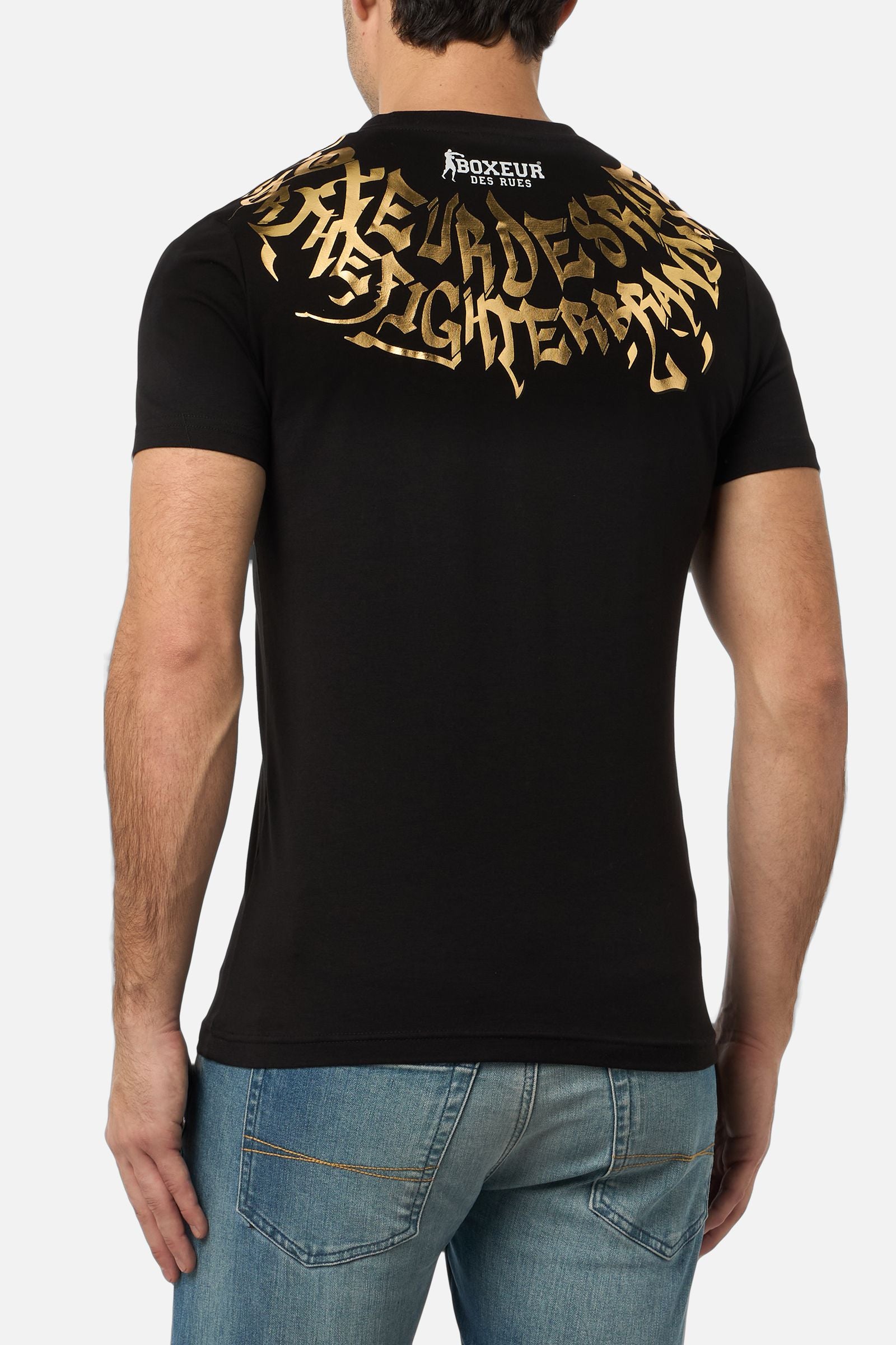 Maglietta grafica in nero-oro T-Shirts Boxeur des Rues