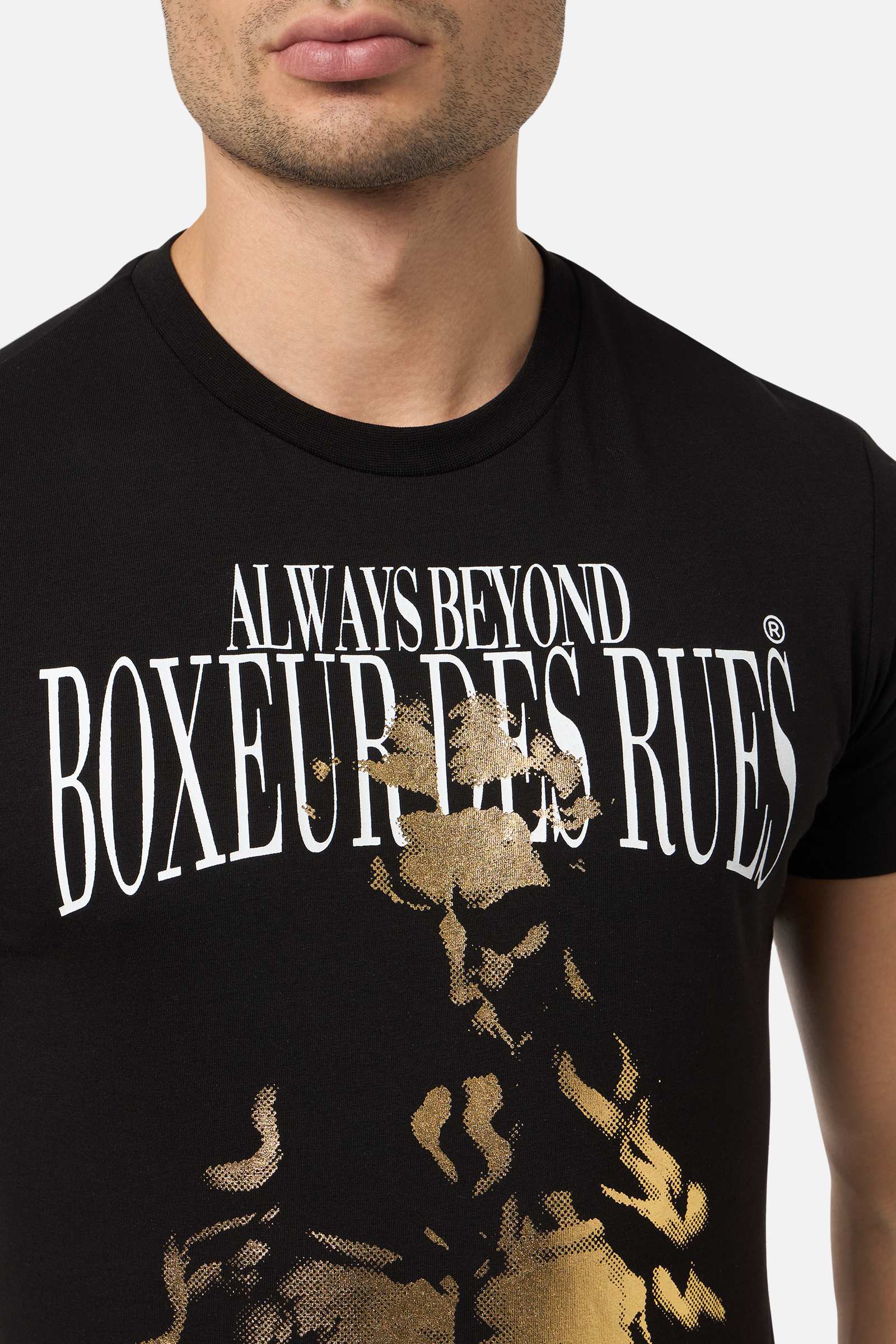 Maglietta grafica in nero-oro T-Shirts Boxeur des Rues