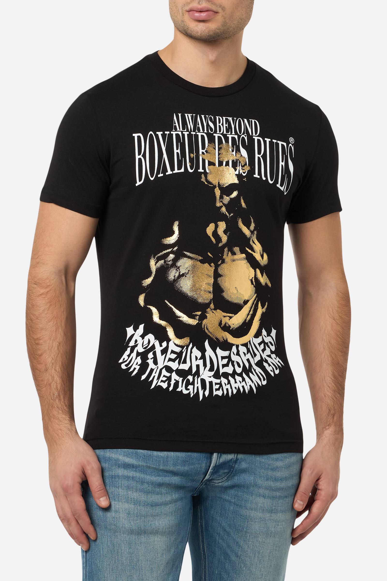 Maglietta grafica in nero-oro T-Shirts Boxeur des Rues