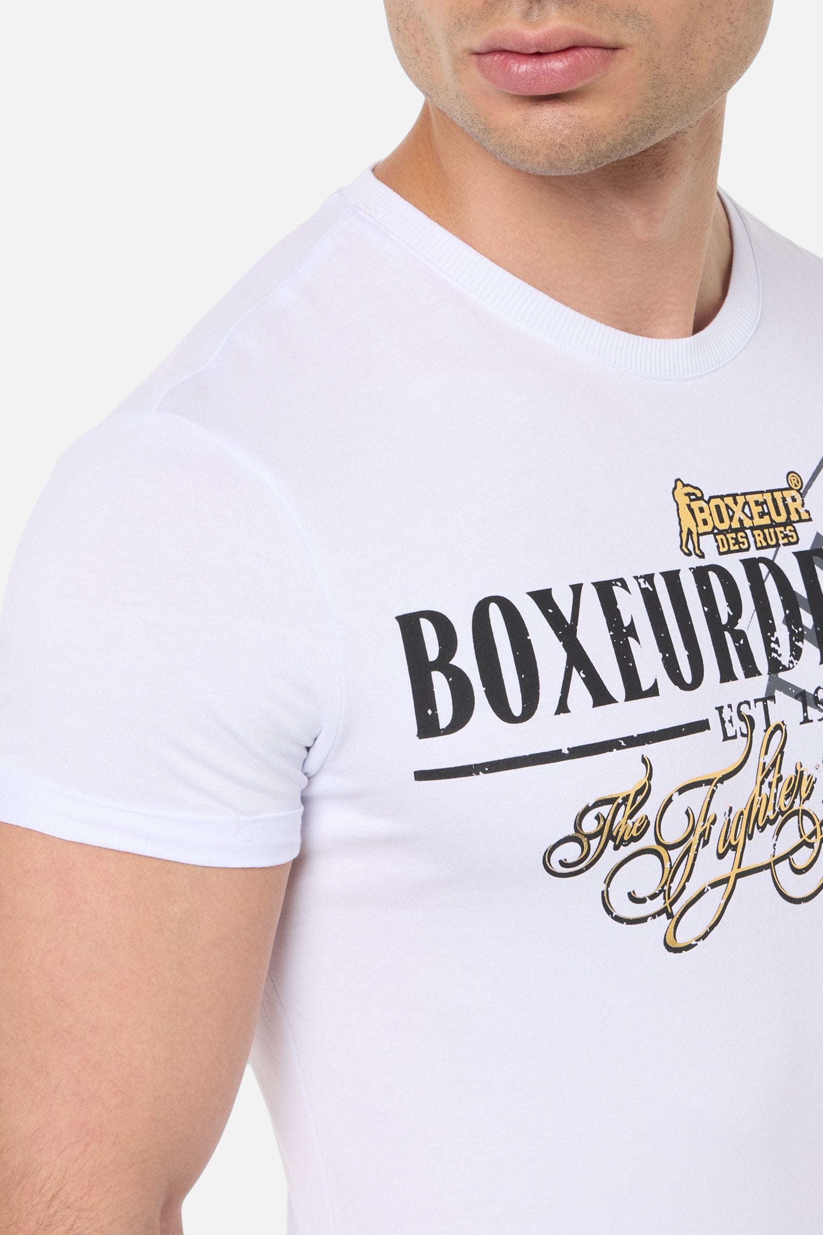 Maglietta stampata con scollo rotondo in bianco T-Shirts Boxeur des Rues