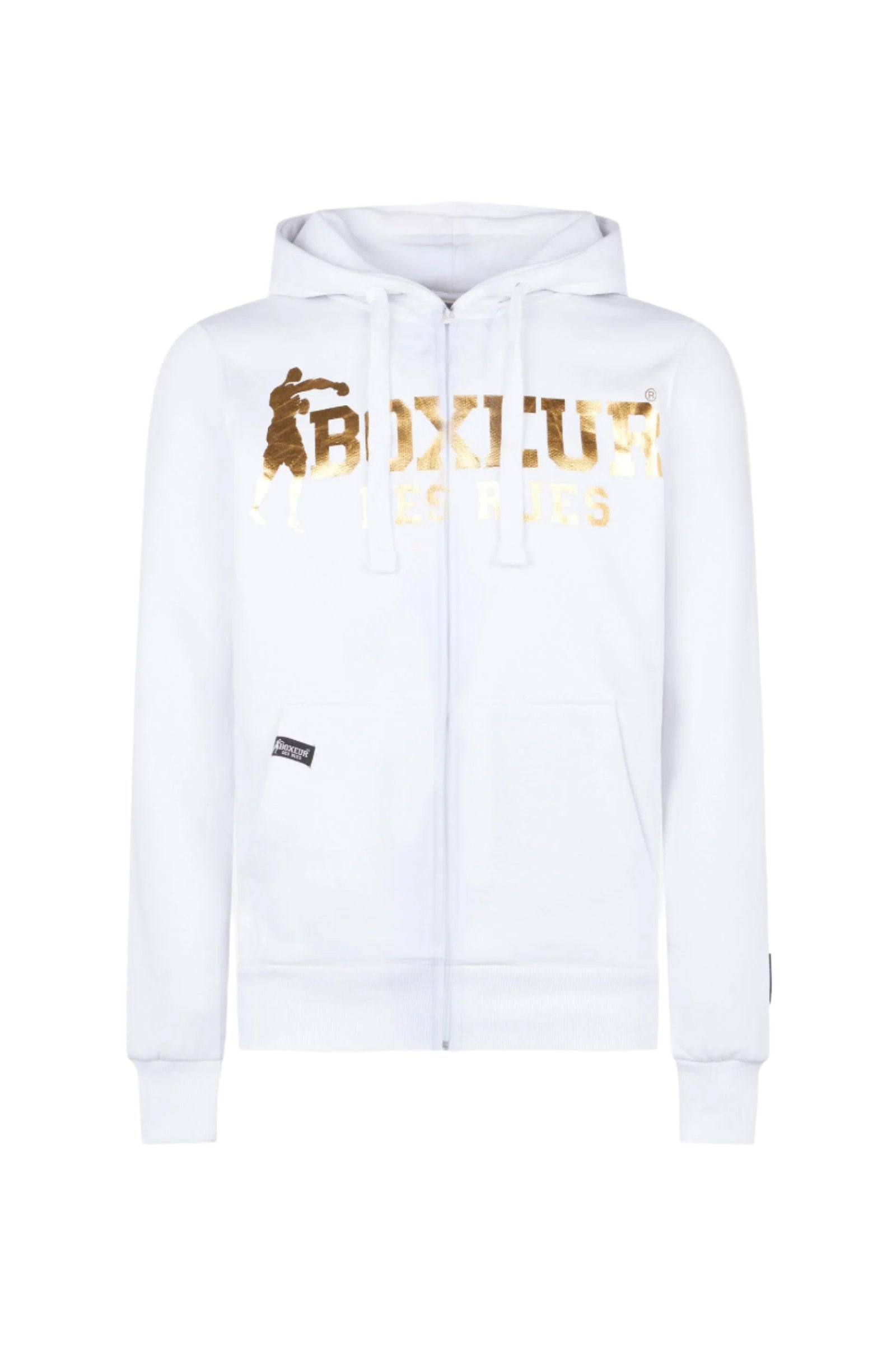 Felpa con cappuccio con patch in bianco-oro Boxeur des Rues