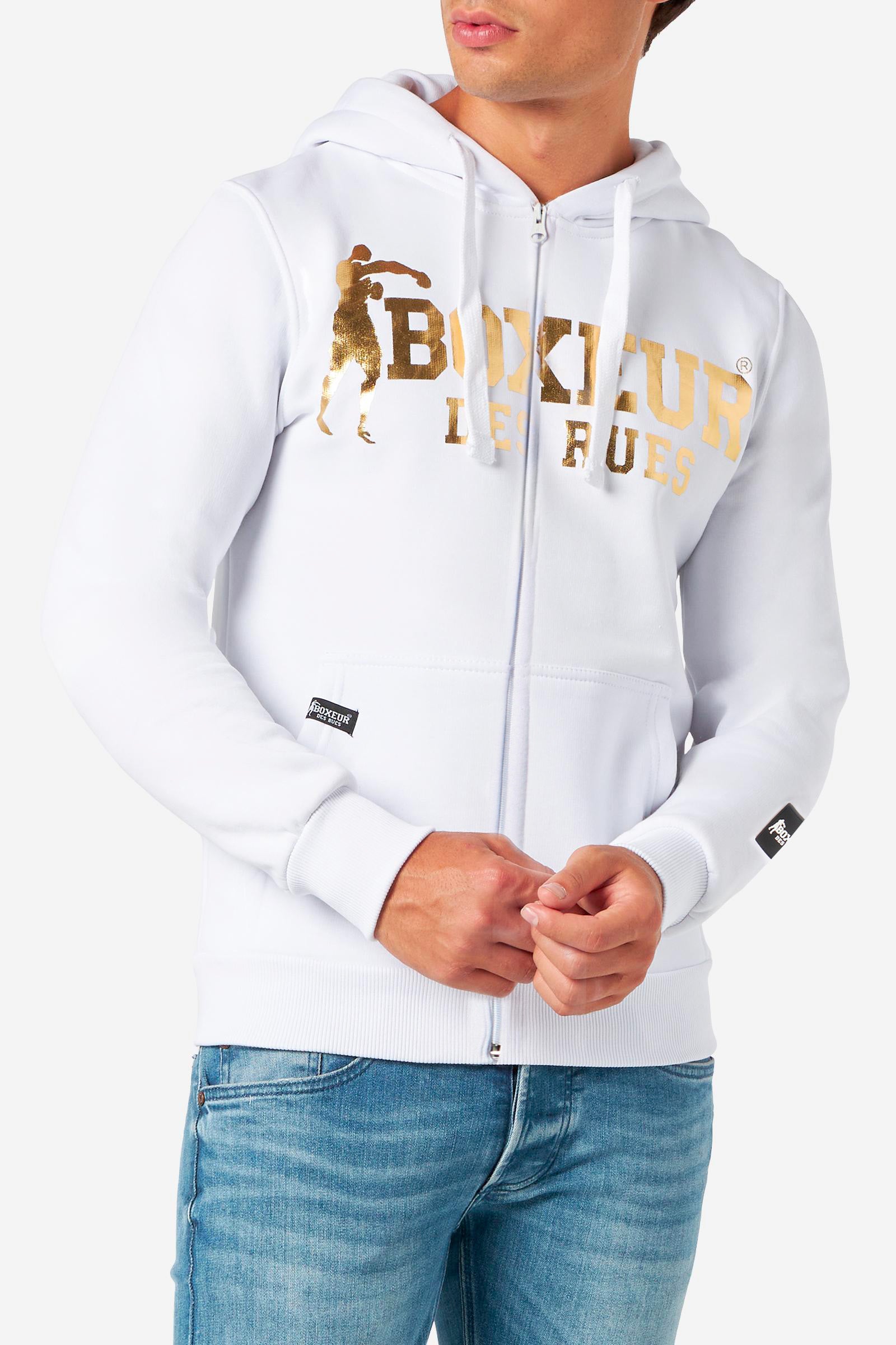 Felpa con cappuccio con patch in bianco-oro Boxeur des Rues