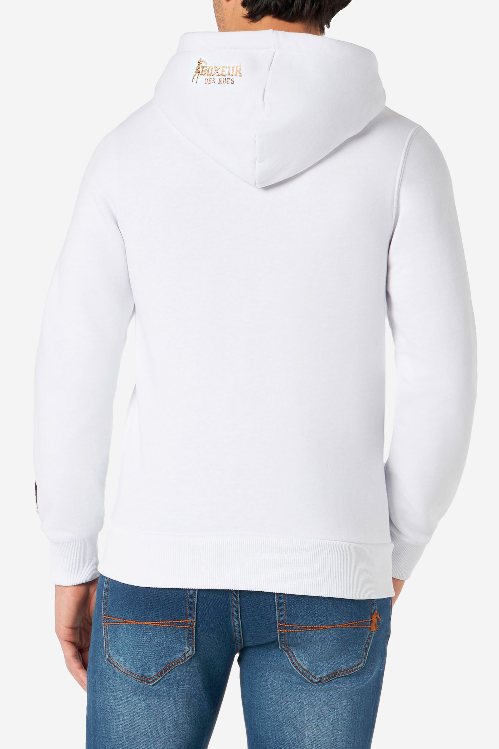 Felpa con cappuccio con patch in bianco-oro Boxeur des Rues
