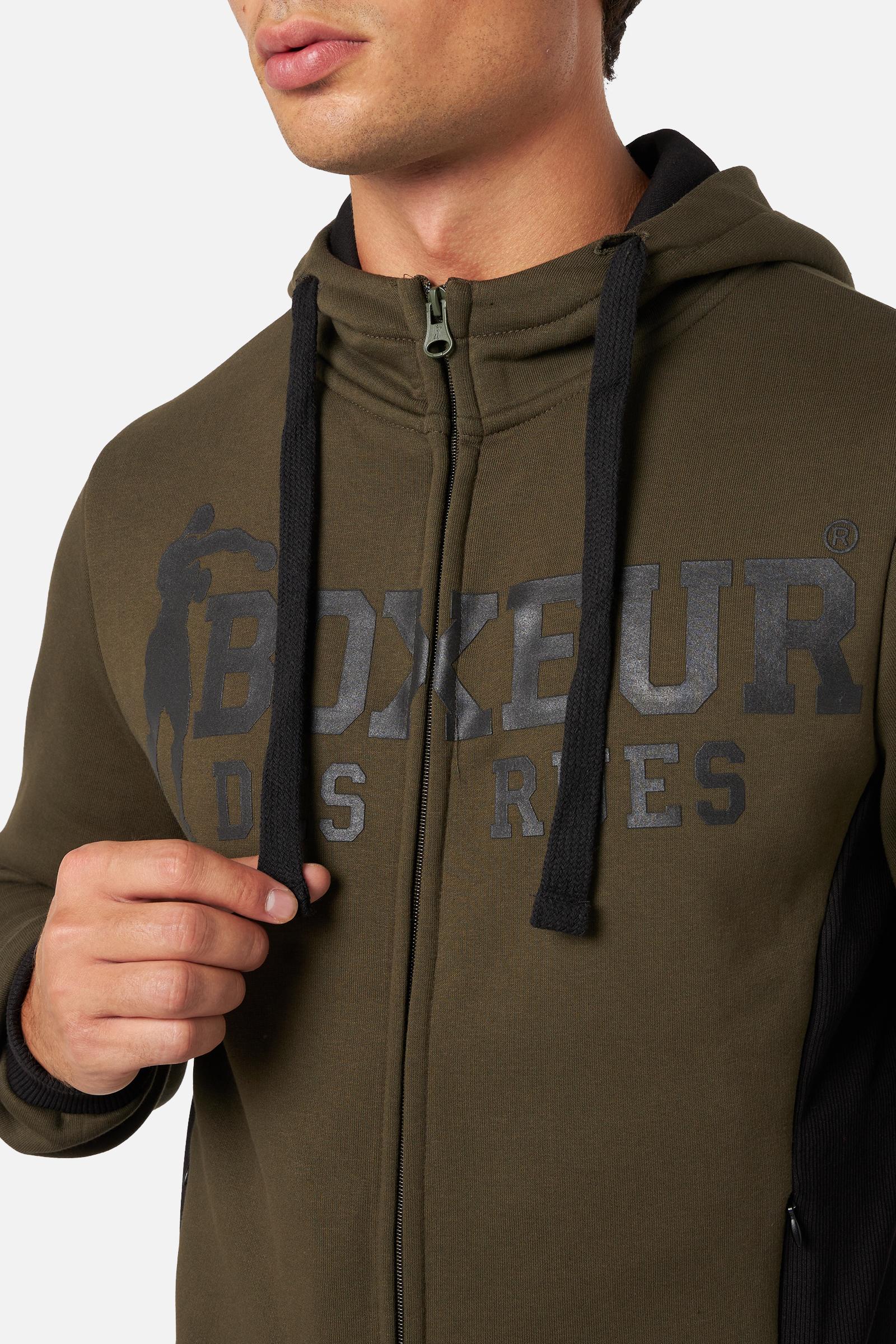 Felpa con cappuccio e zip integrale in felpa dell'esercito Boxeur des Rues