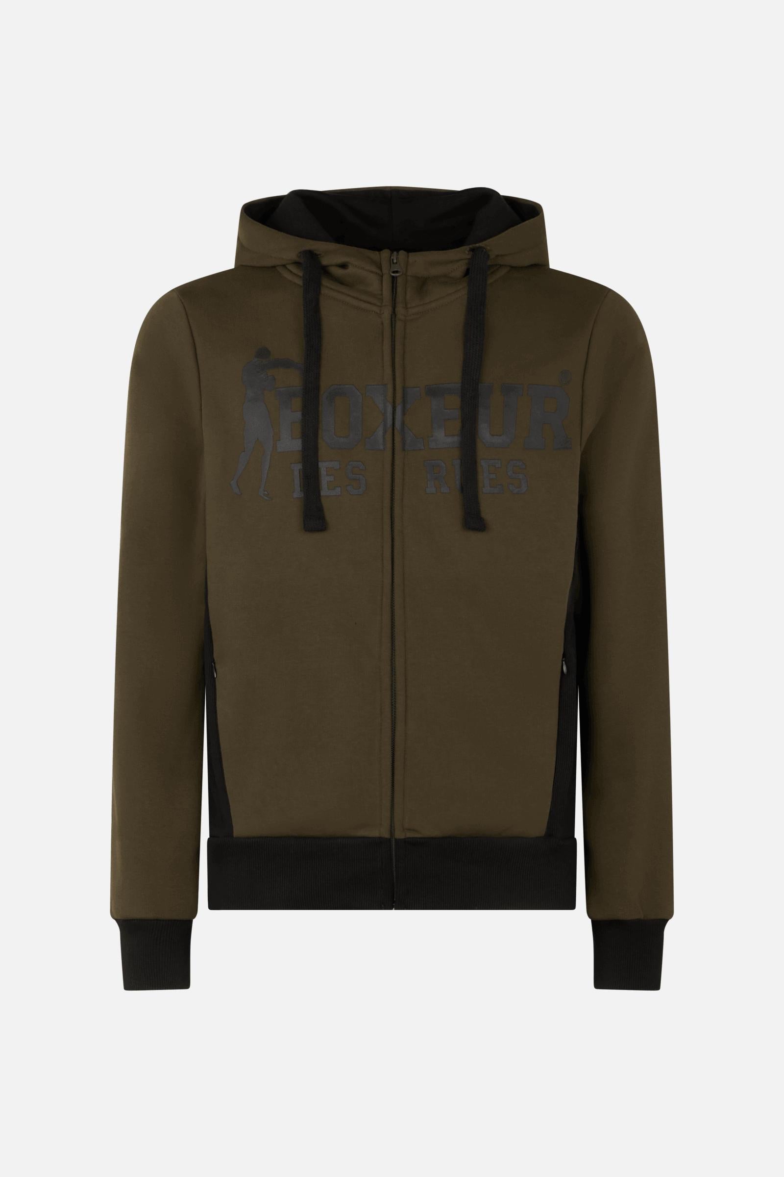 Felpa con cappuccio e zip integrale in felpa dell'esercito Boxeur des Rues