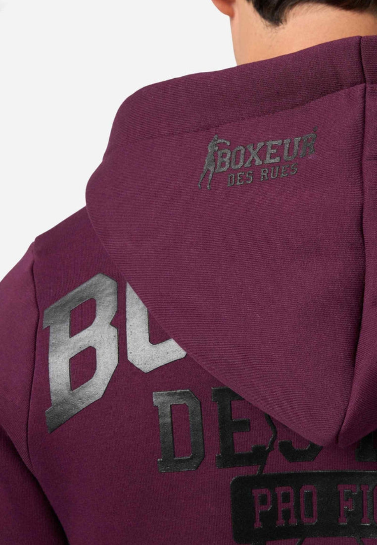 Felpa con cappuccio e zip integrale in felpa di vino Boxeur des Rues