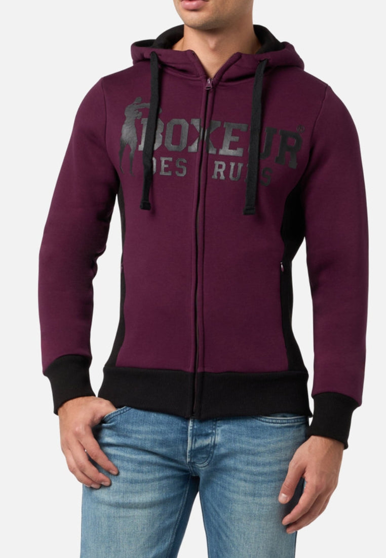 Felpa con cappuccio e zip integrale in felpa di vino Boxeur des Rues