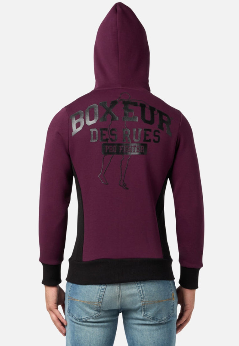 Felpa con cappuccio e zip integrale in felpa di vino Boxeur des Rues