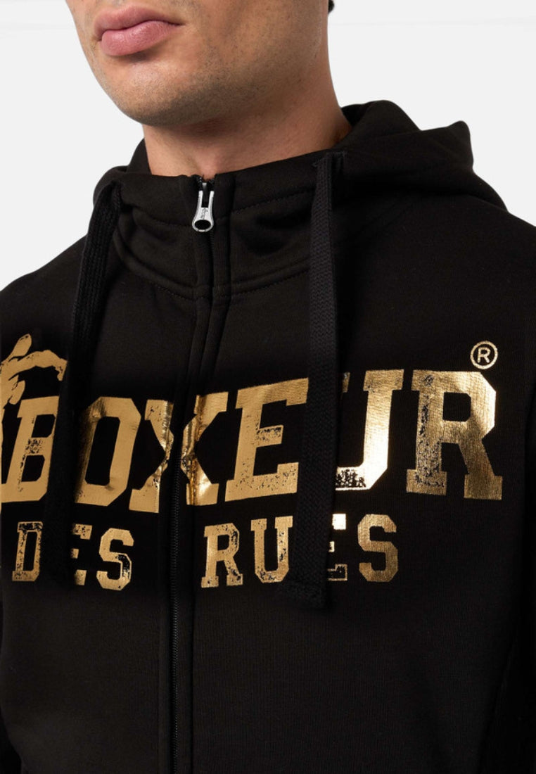 Felpa full zip con cappuccio in giacche felpe nere e dorate Boxeur des Rues