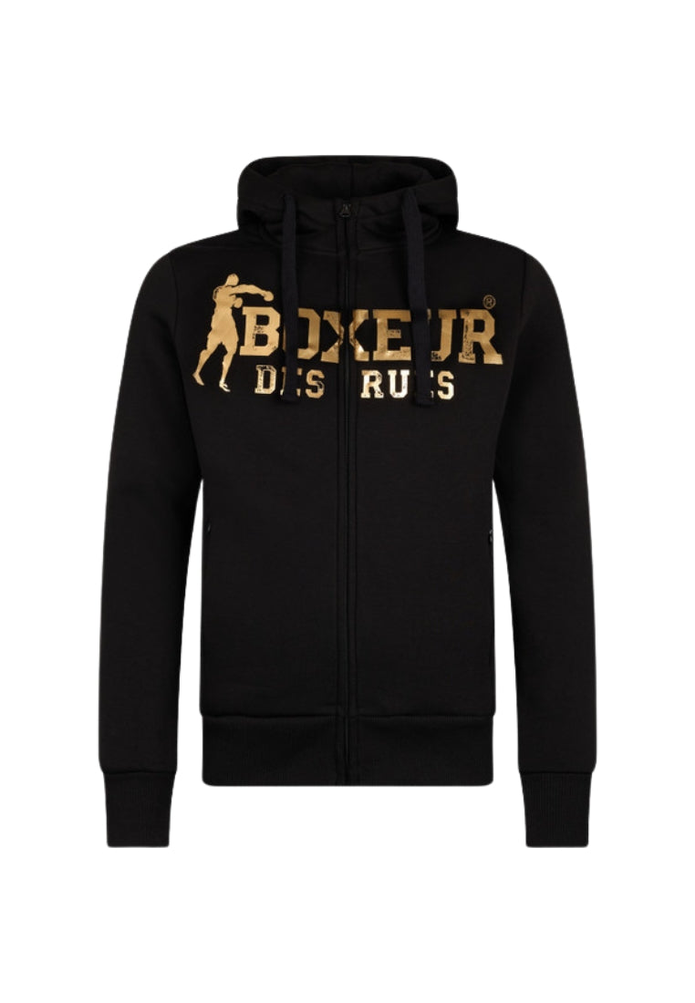 Felpa full zip con cappuccio in giacche felpe nere e dorate Boxeur des Rues