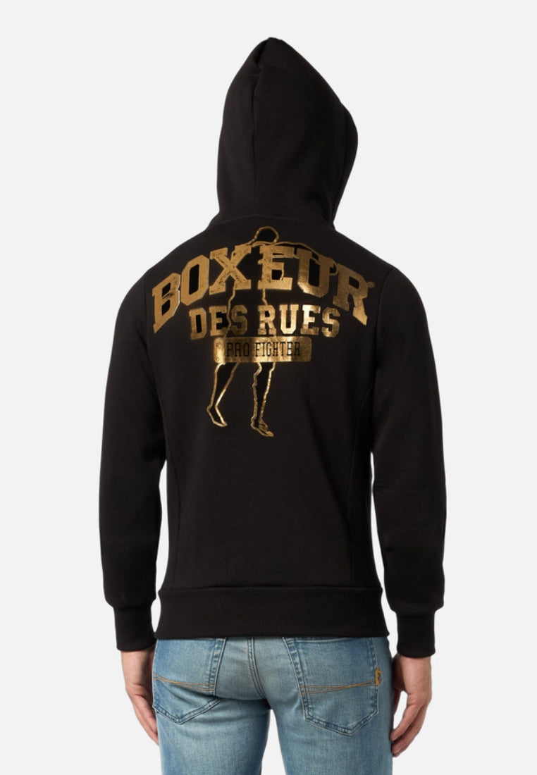 Felpa full zip con cappuccio in giacche felpe nere e dorate Boxeur des Rues