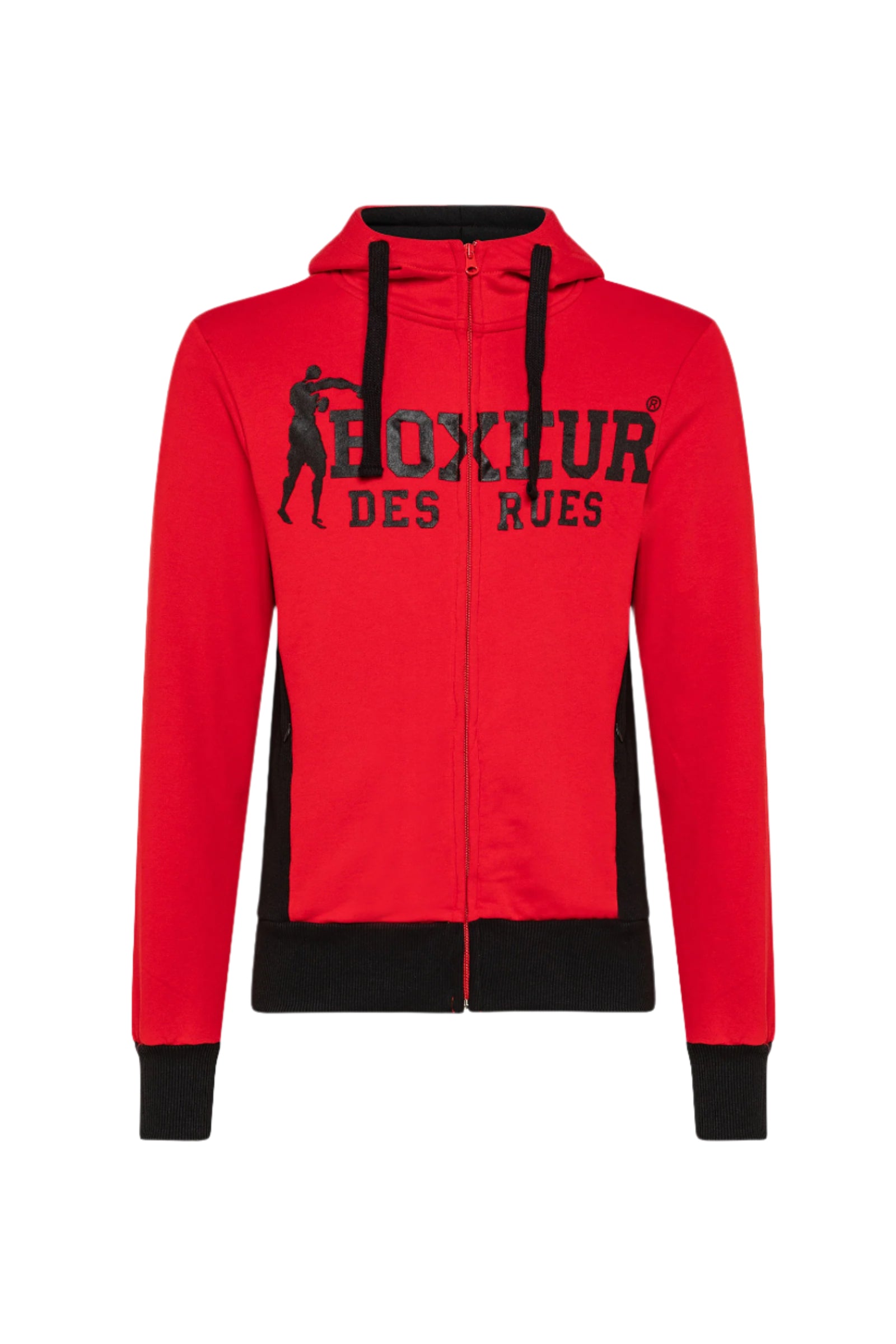 Felpa con cappuccio e zip integrale in rosso Giacche Boxeur des Rues