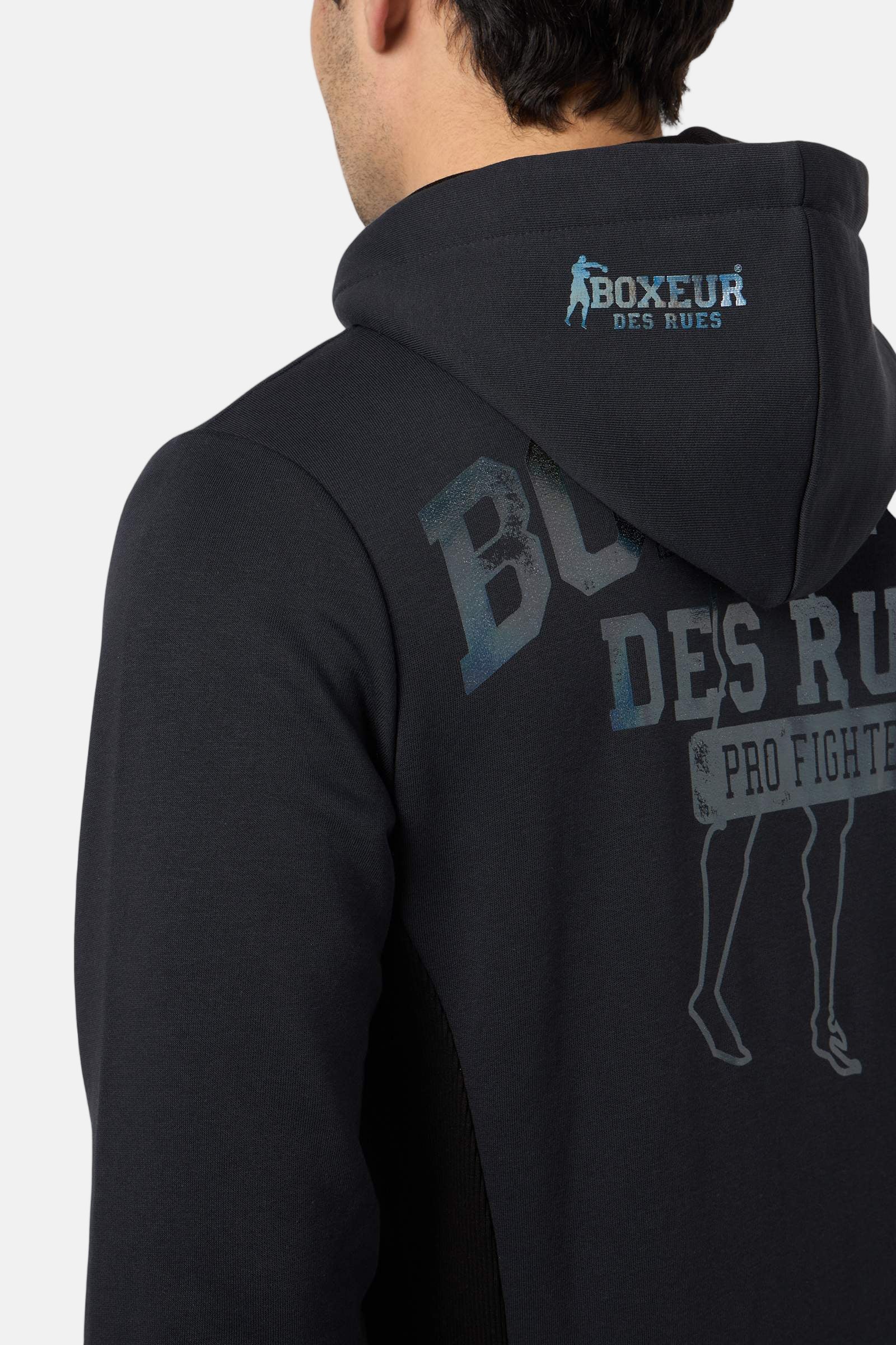 Felpa con cappuccio e zip integrale in antracite Boxeur des Rues