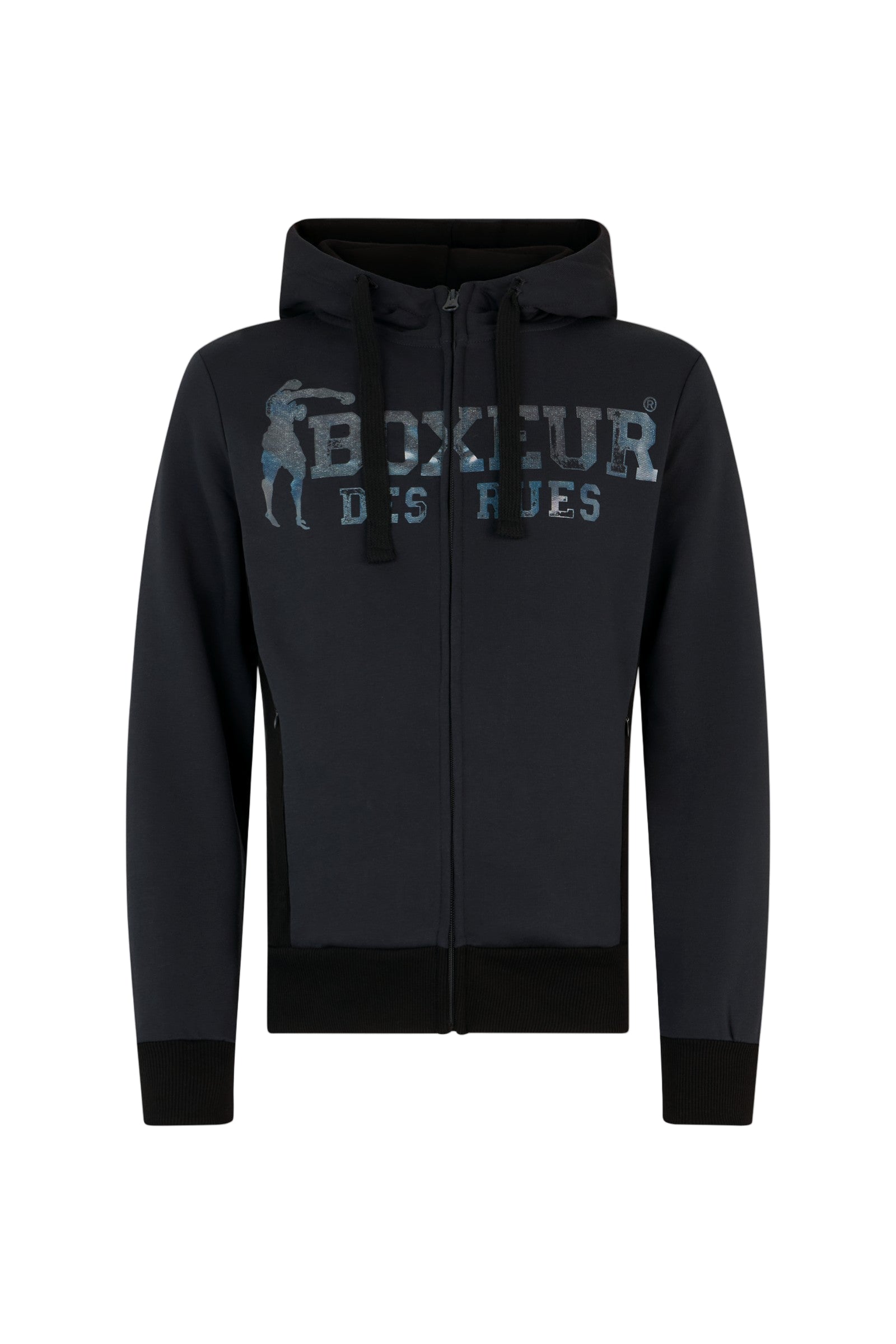 Felpa con cappuccio e zip integrale in antracite Boxeur des Rues