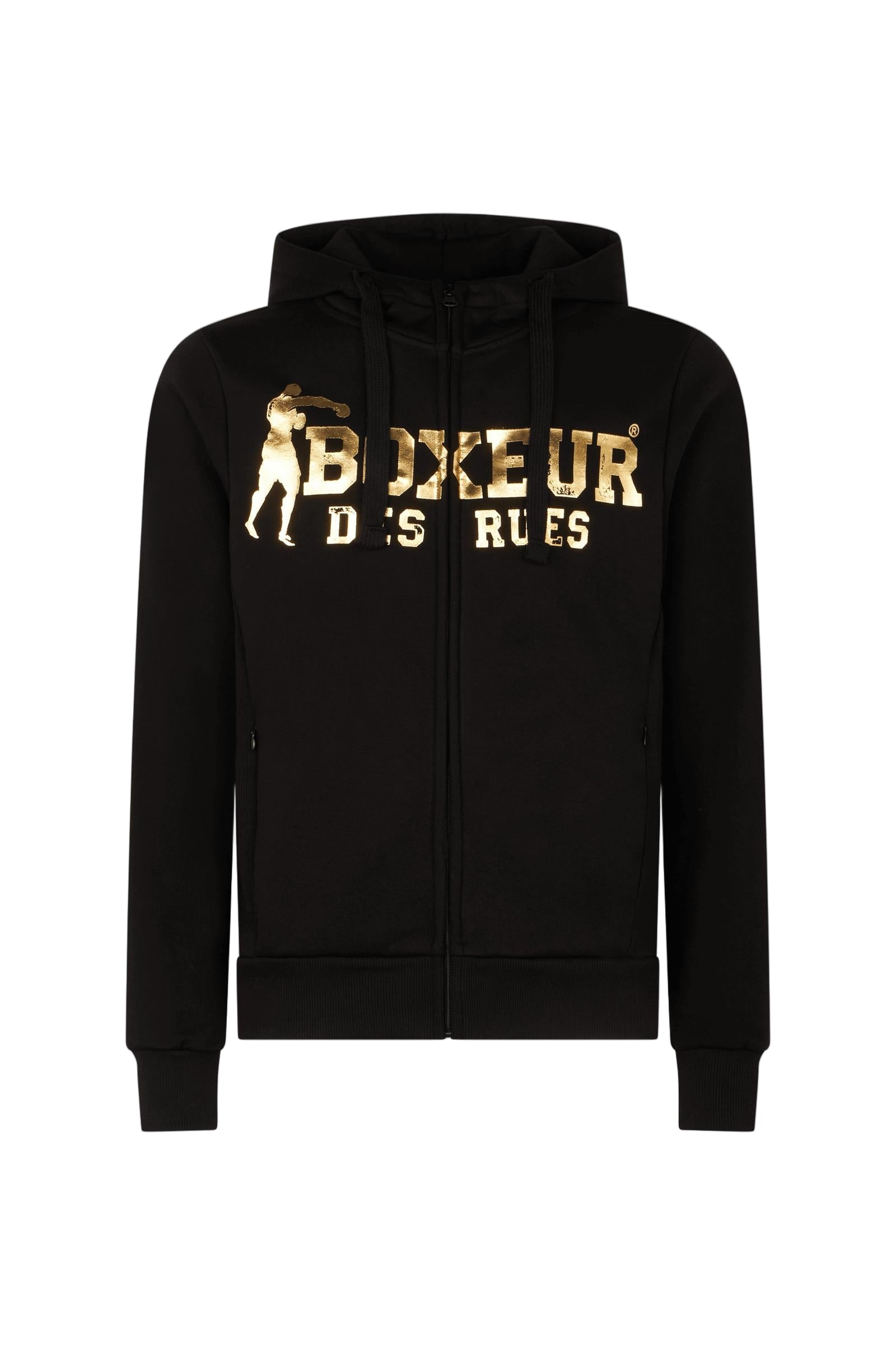Felpa full zip con cappuccio in giacche felpe nere e dorate Boxeur des Rues