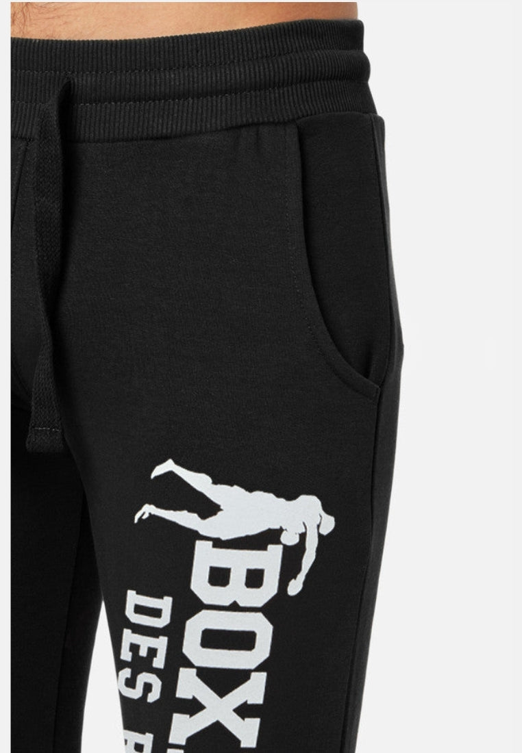 Pantalone felpato slim fit con logo in nero-bianco Boxeur des Rues