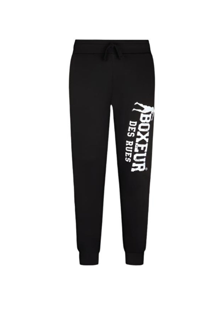 Pantalone felpato slim fit con logo in nero-bianco Boxeur des Rues