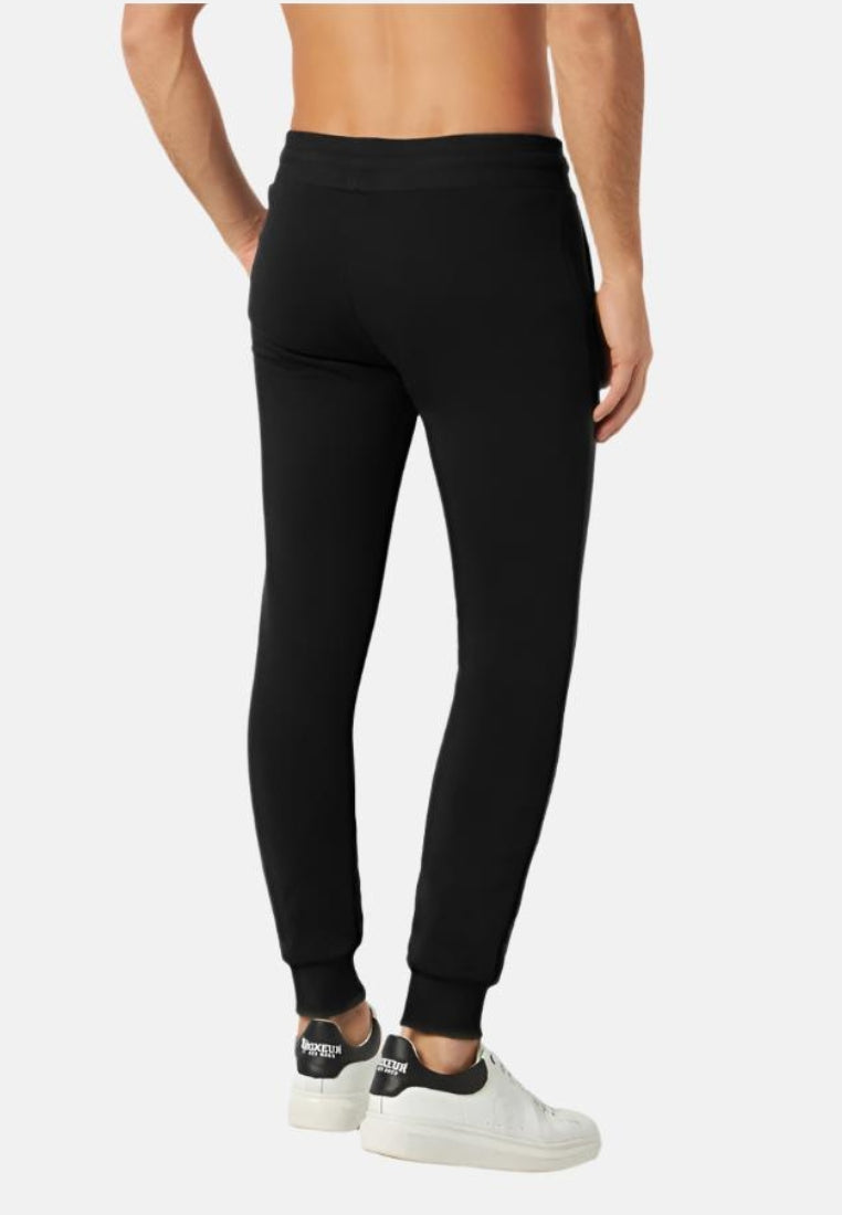 Pantalone felpato slim fit con logo in nero-bianco Boxeur des Rues